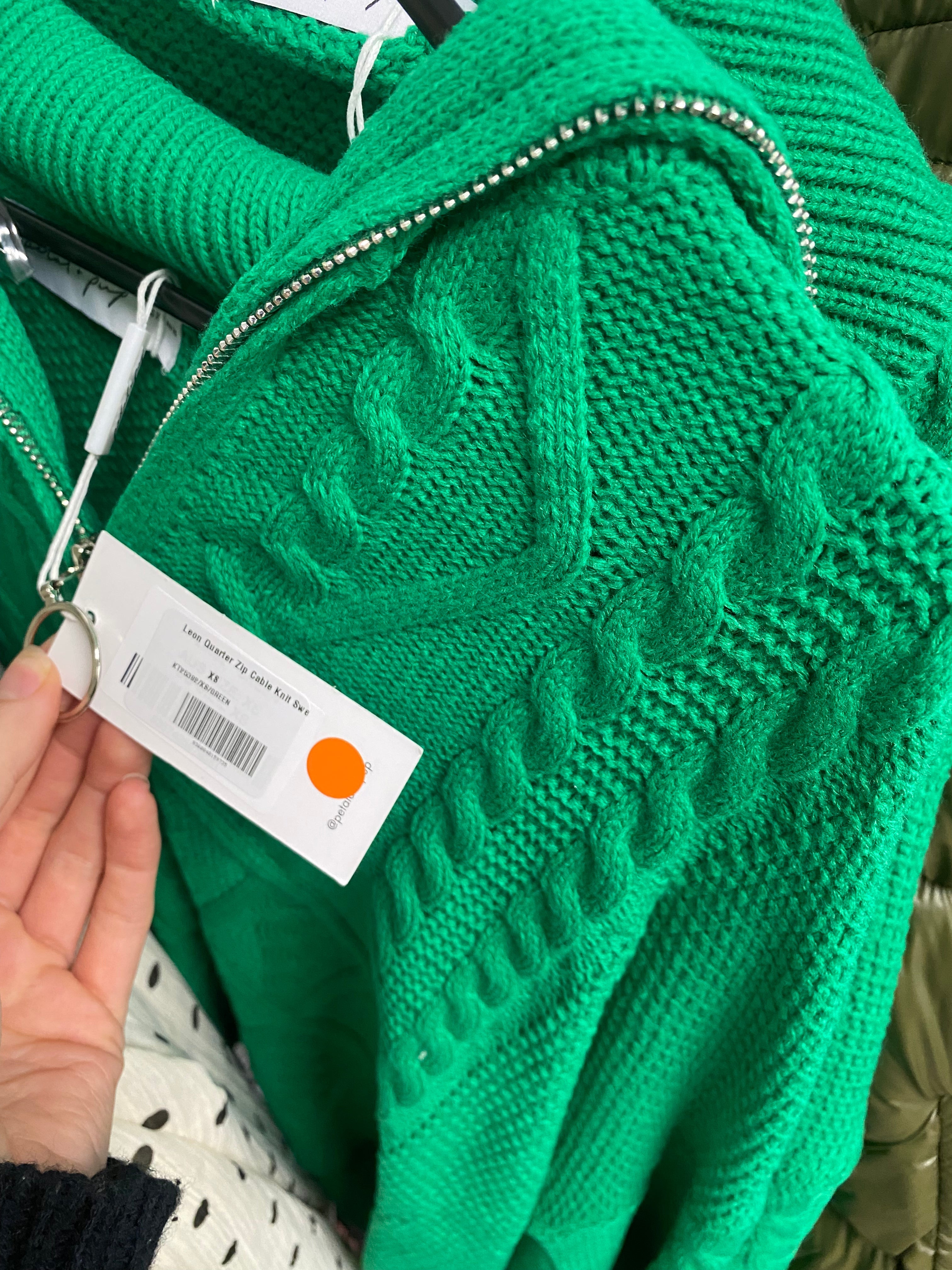 Leon Quarter Zip Cable Knit Sweater - Green-Ladys Street