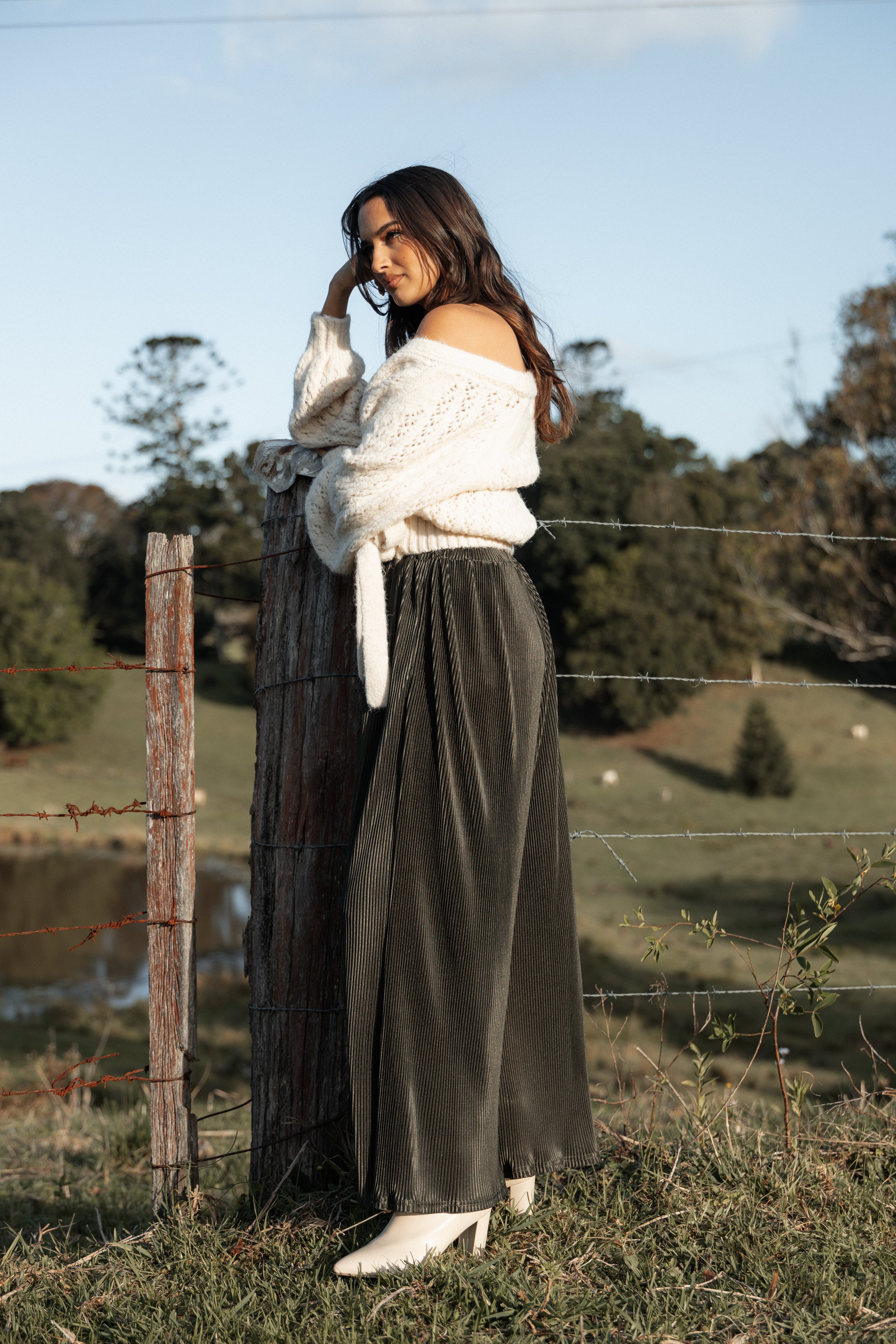 Leria Wide Pant - Olive-Ladys Street