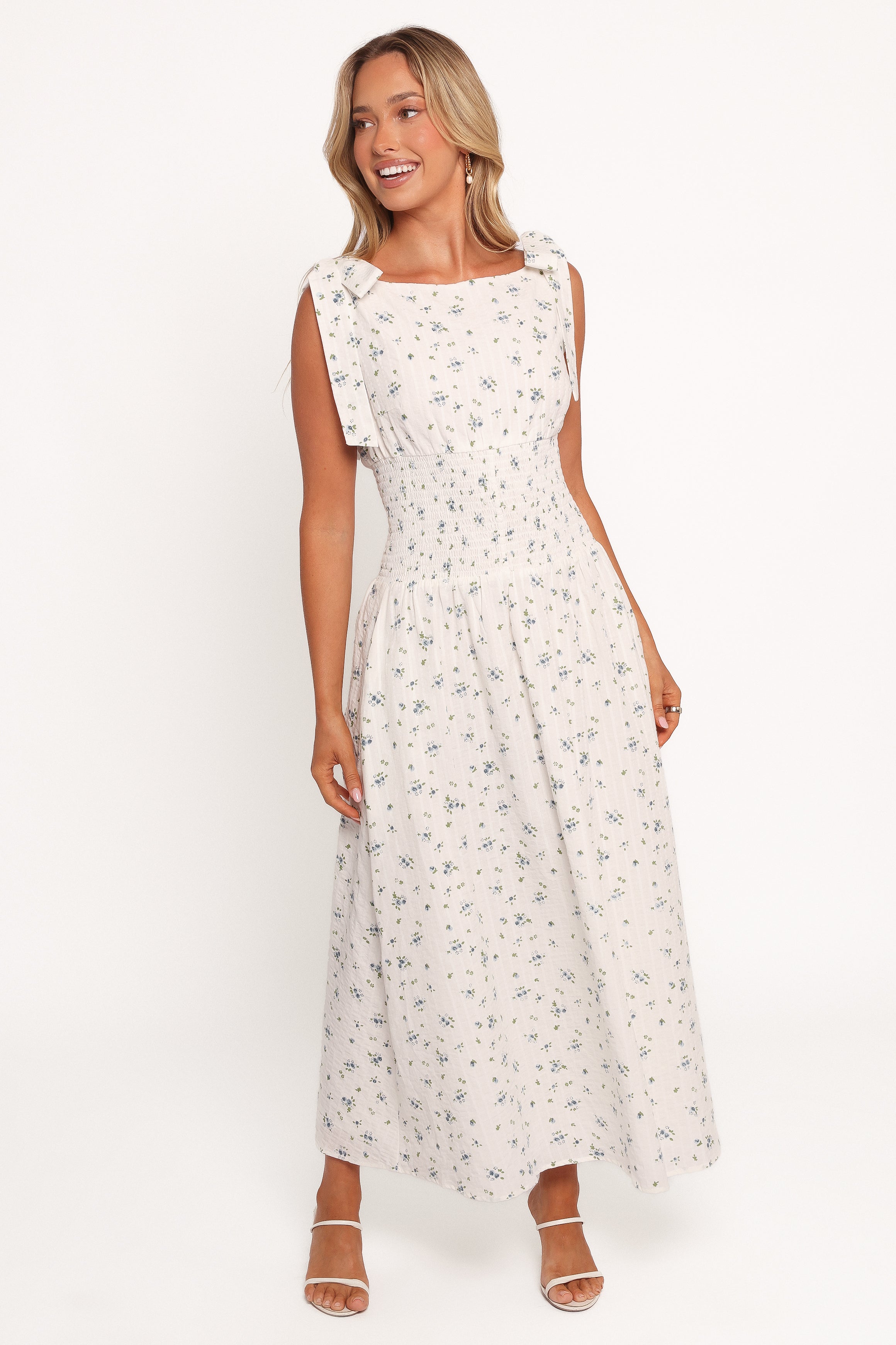 Leticia Midi Dress - Blue Ditsy Floral-Ladys Street