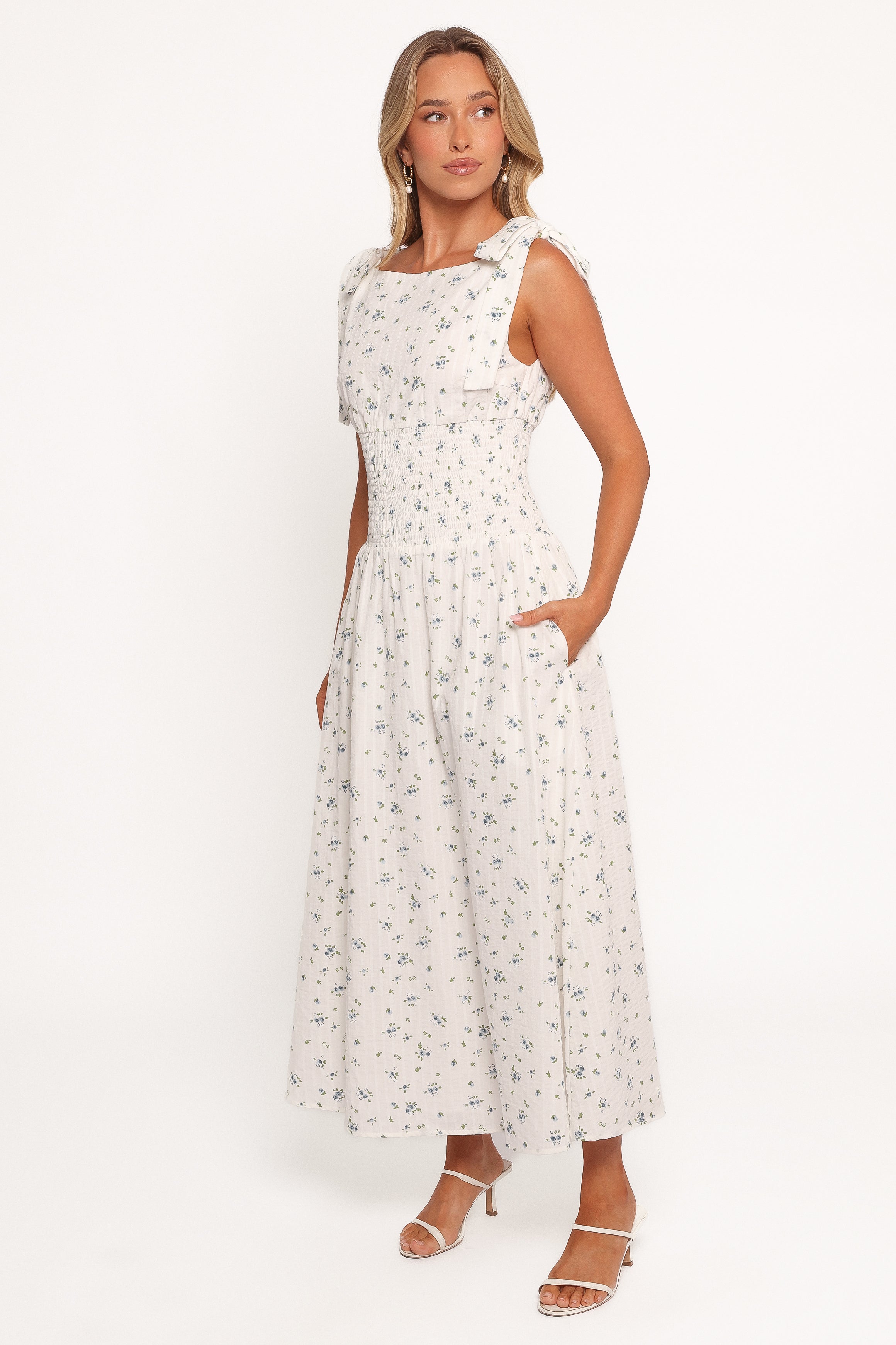 Leticia Midi Dress - Blue Ditsy Floral-Ladys Street