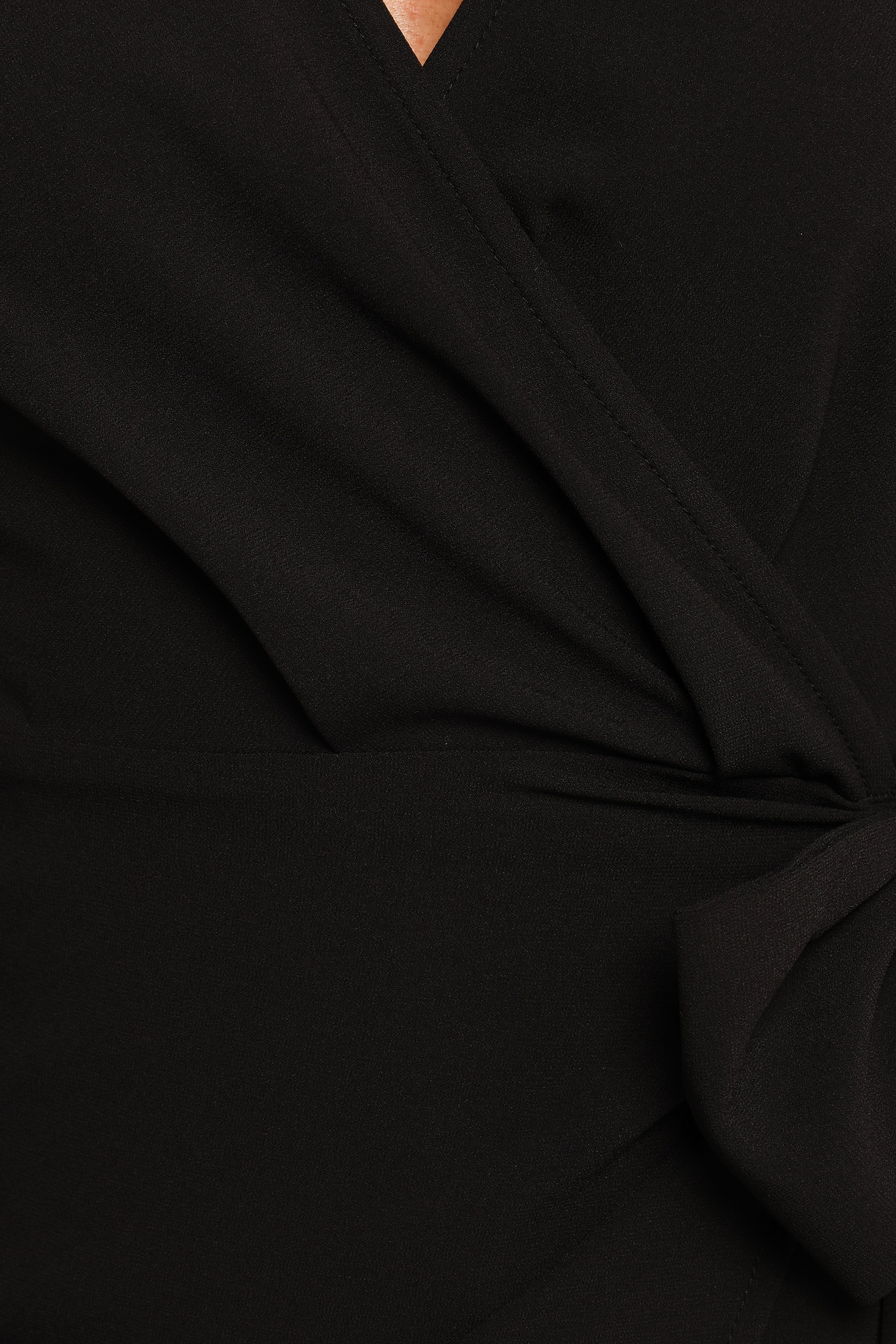 Lilian Long Sleeve Wrap Mini Dress - Black-Ladys Street