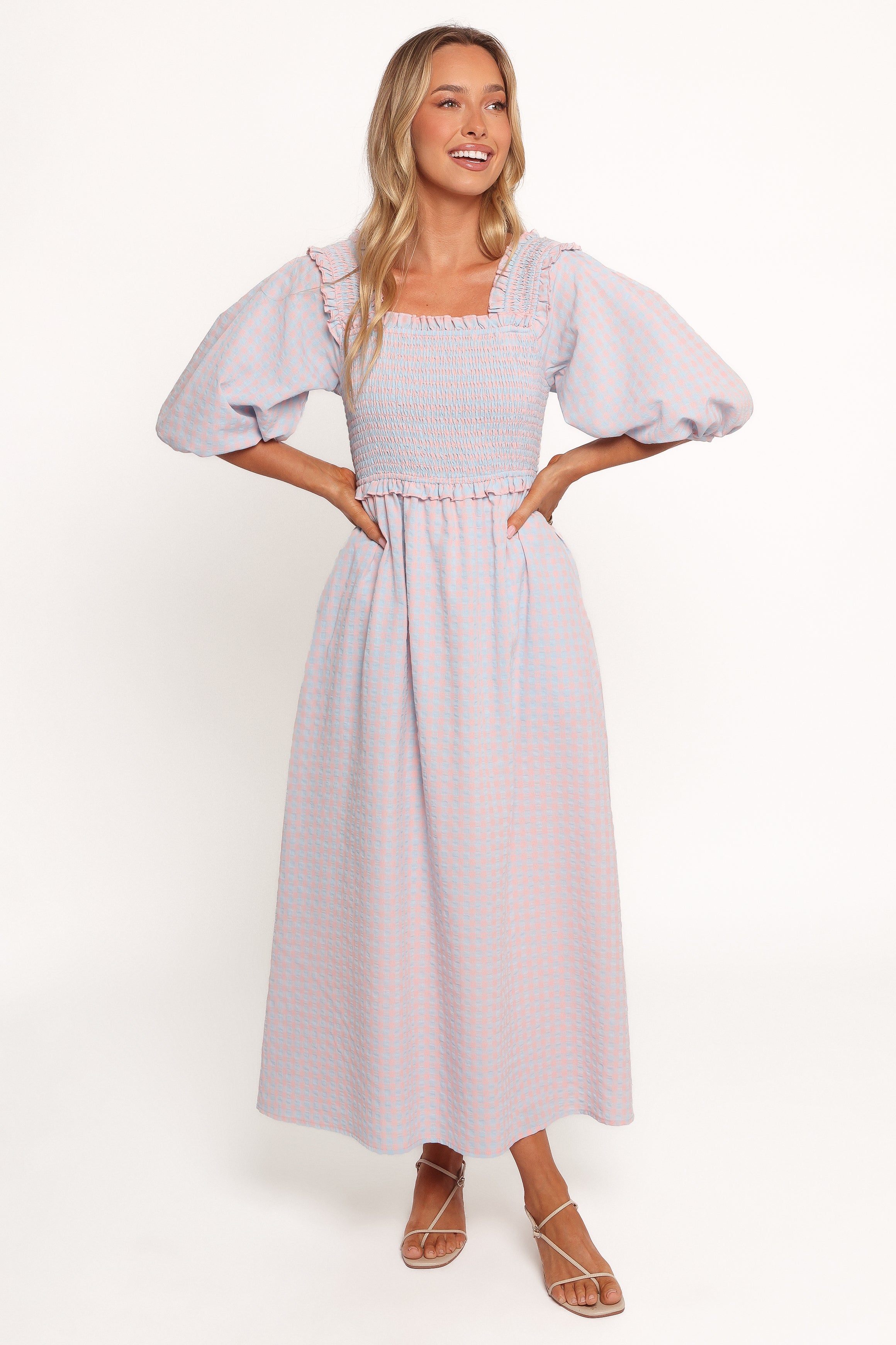 Lille Midi Dress - Blue Gingham-Ladys Street