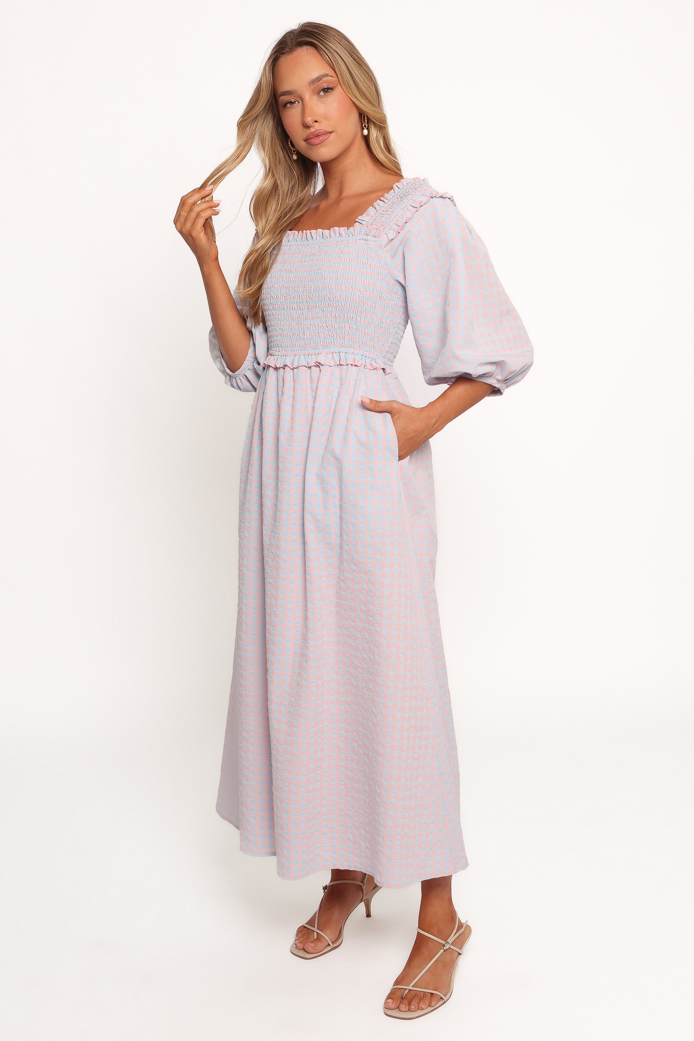 Lille Midi Dress - Blue Gingham-Ladys Street