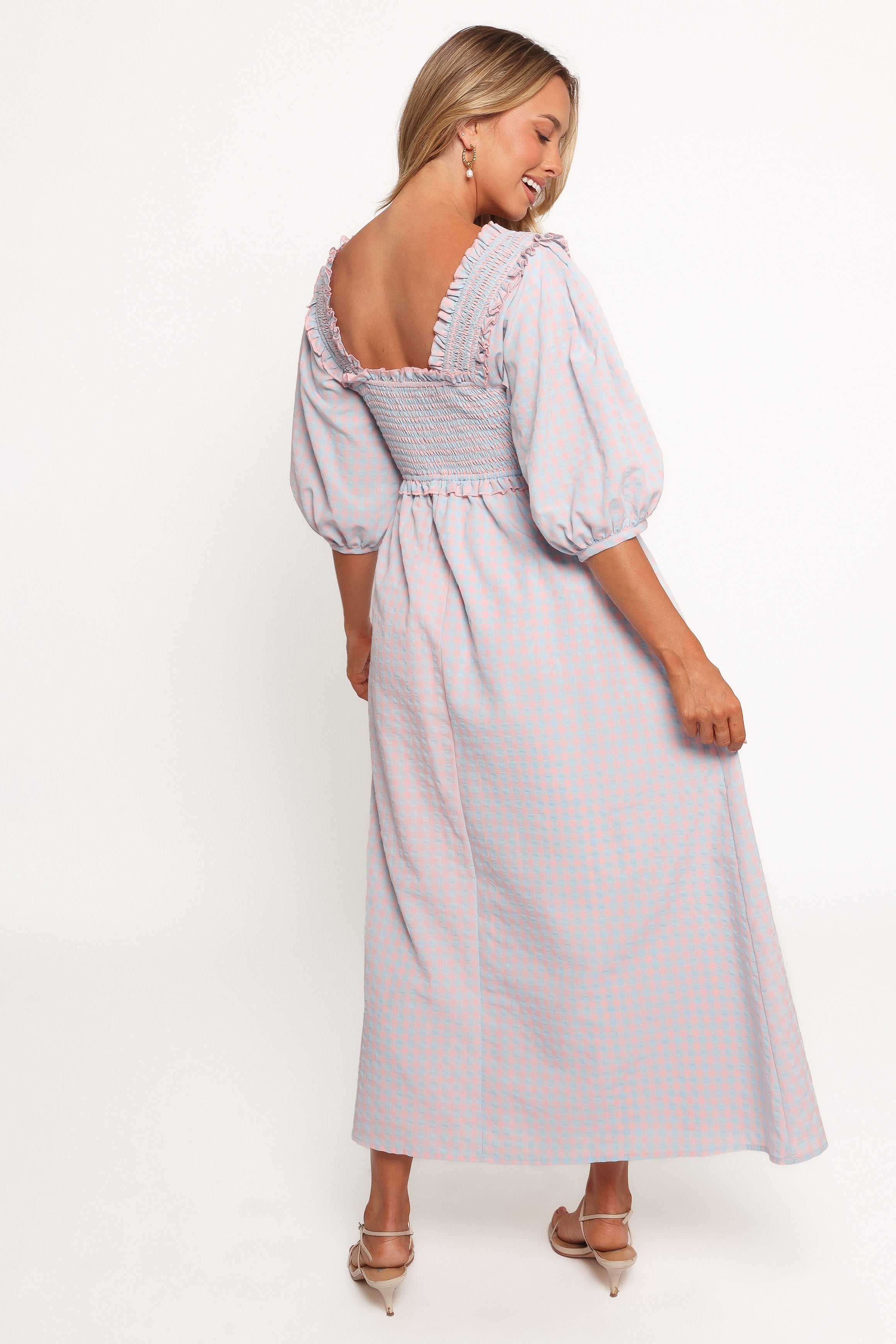 Lille Midi Dress - Blue Gingham-Ladys Street