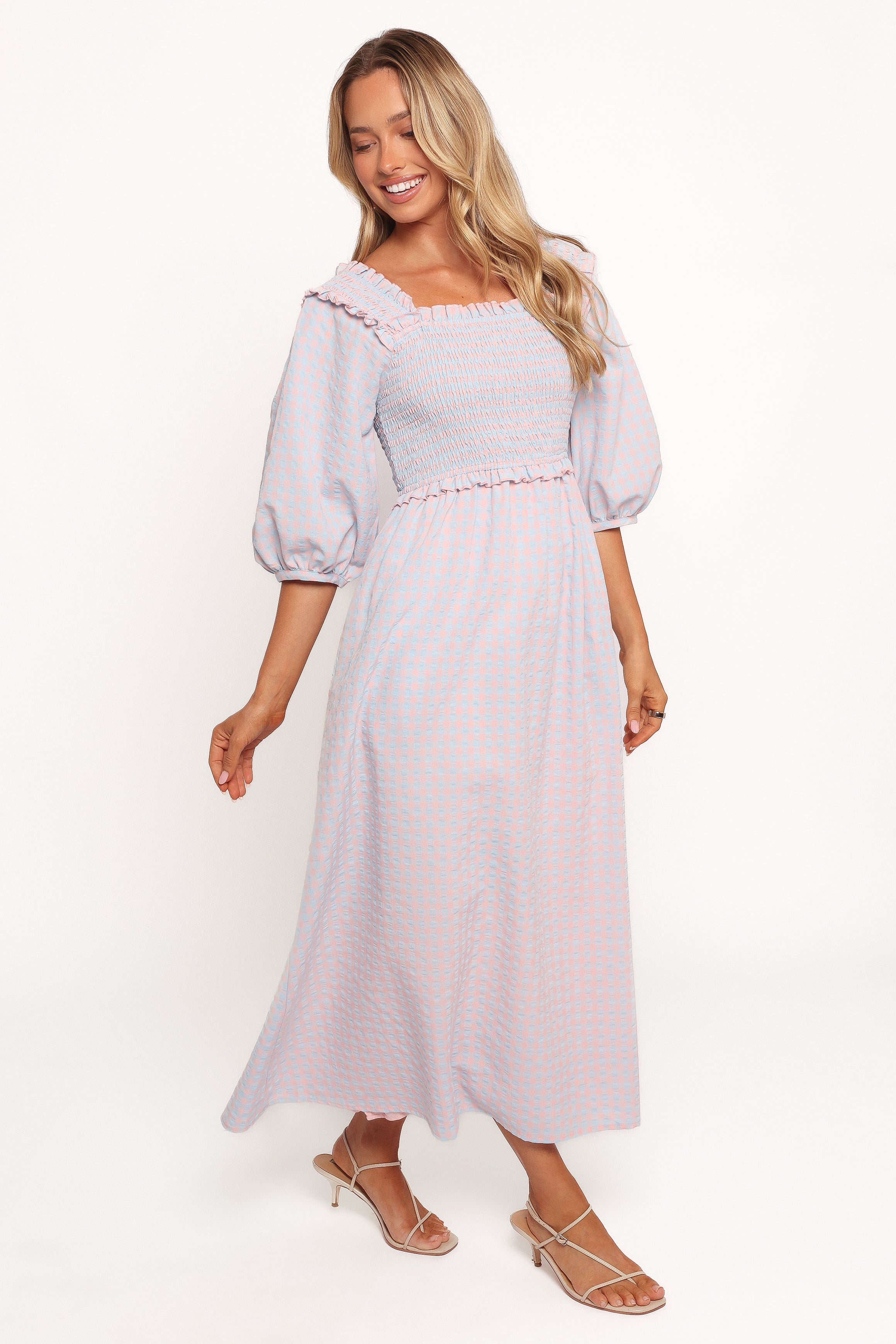 Lille Midi Dress - Blue Gingham-Ladys Street