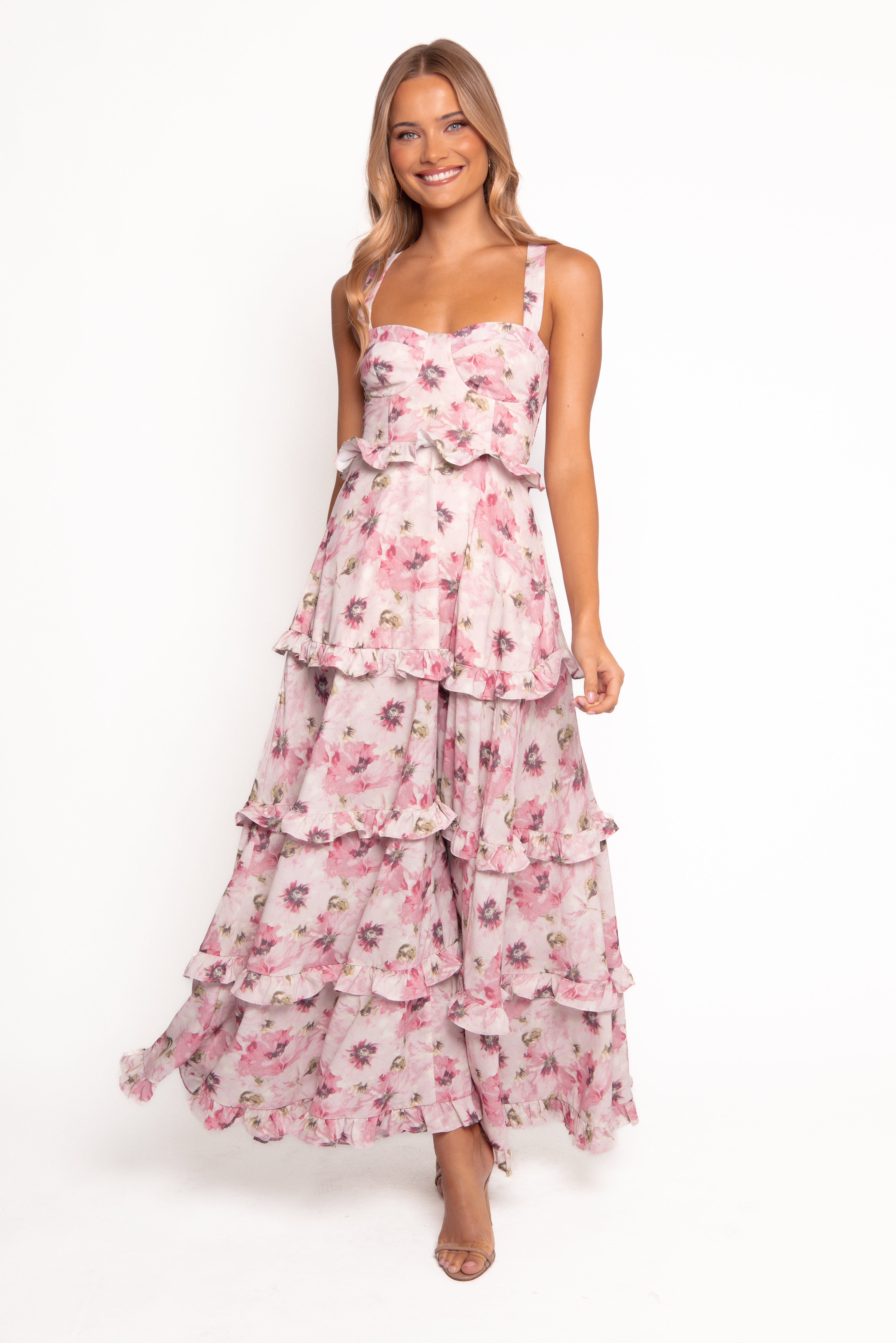 Lillee Tiered Maxi Dress - Pink Bloom-Ladys Street