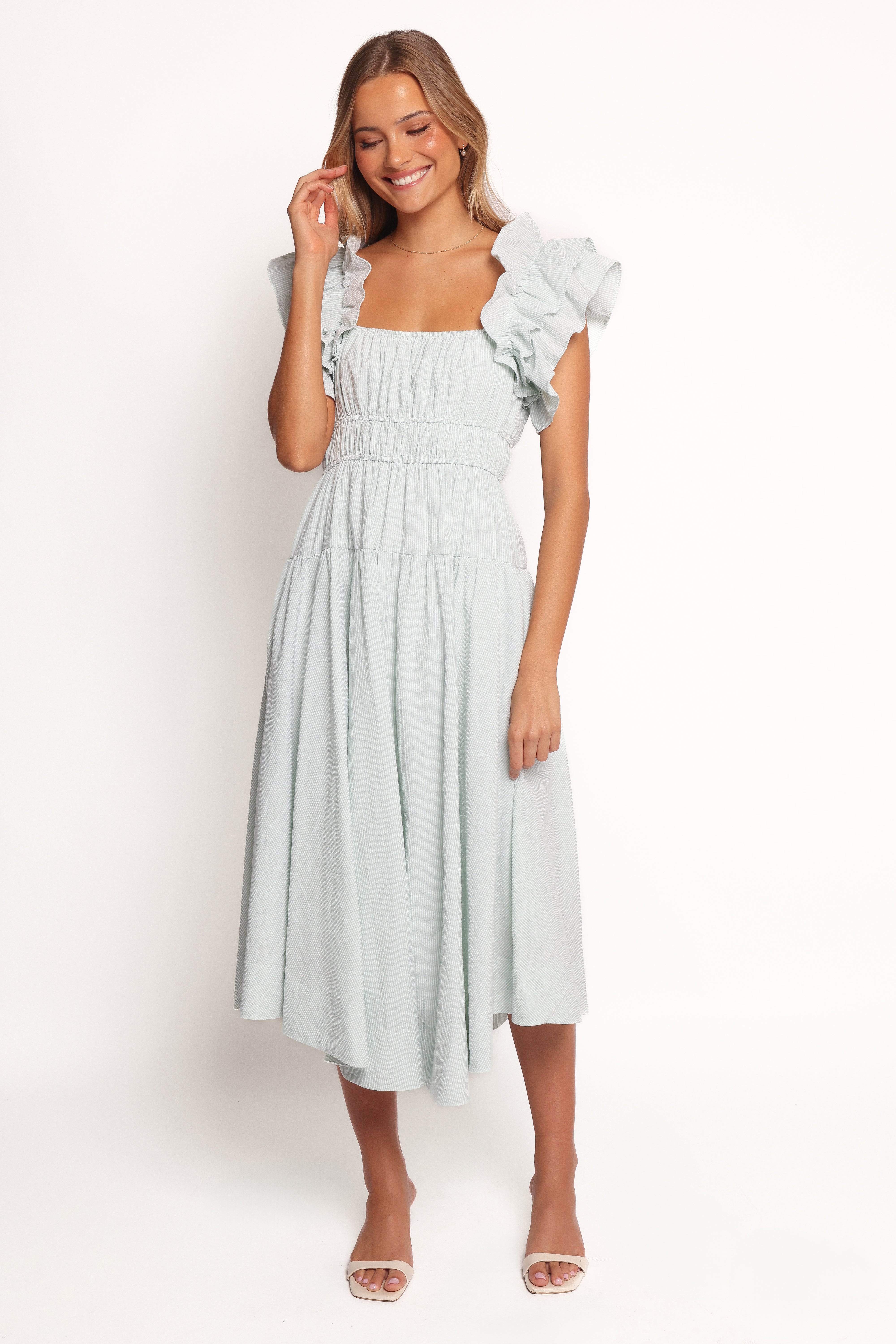 Linda Midi Dress - Green Stripe-Ladys Street