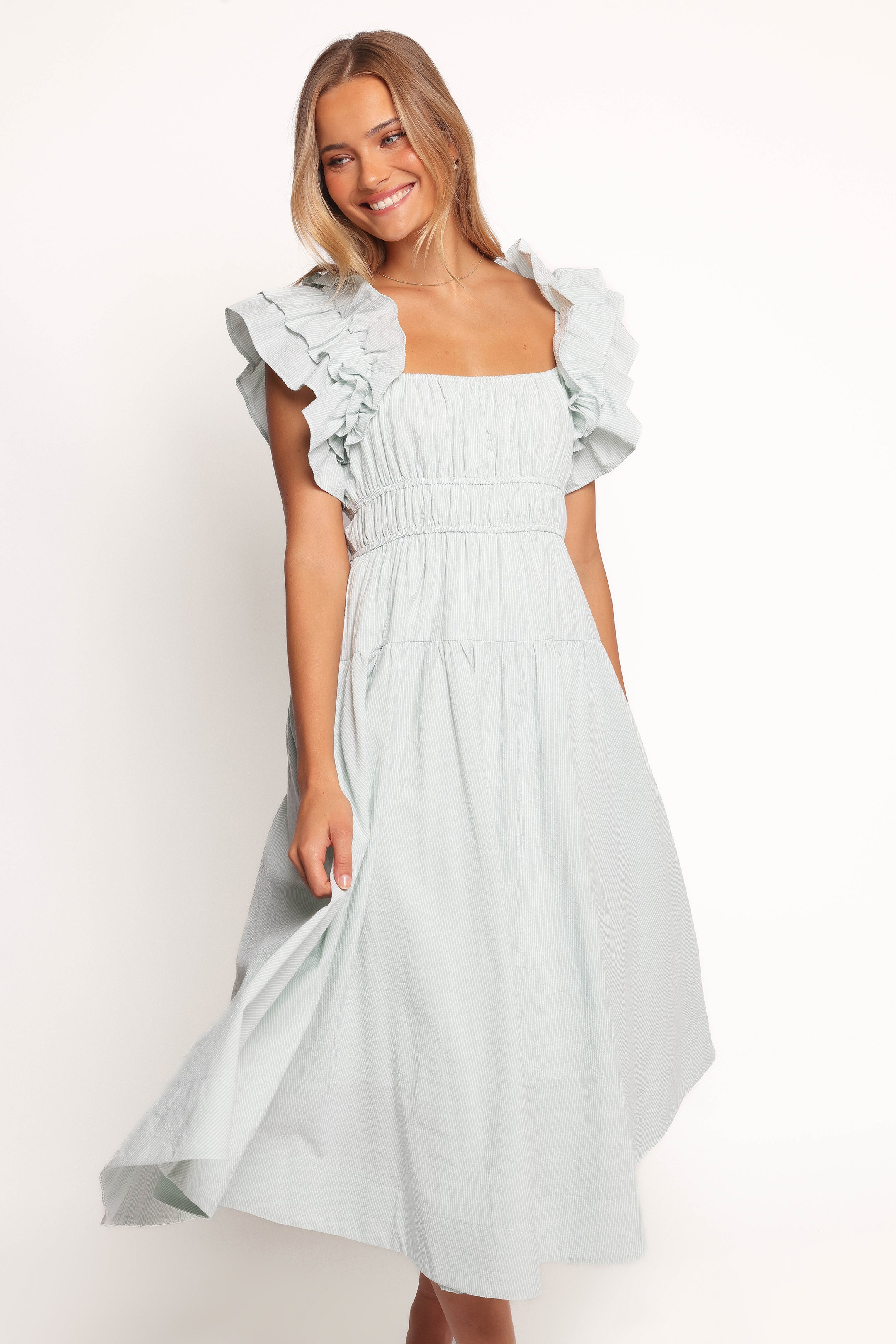 Linda Midi Dress - Green Stripe-Ladys Street