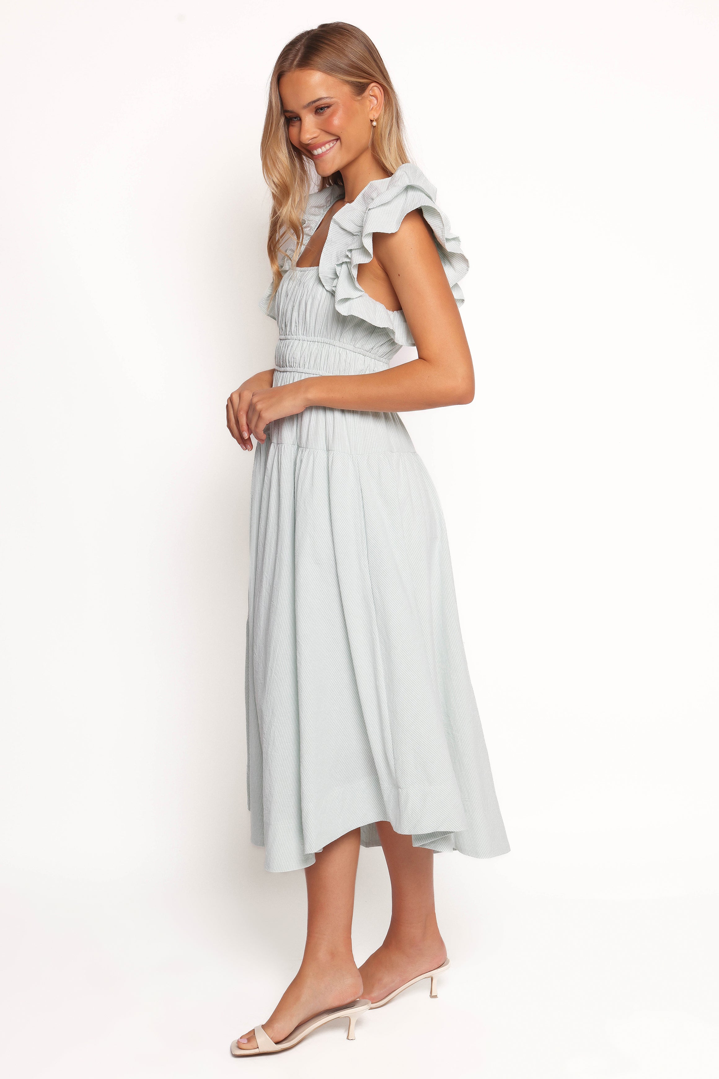 Linda Midi Dress - Green Stripe-Ladys Street