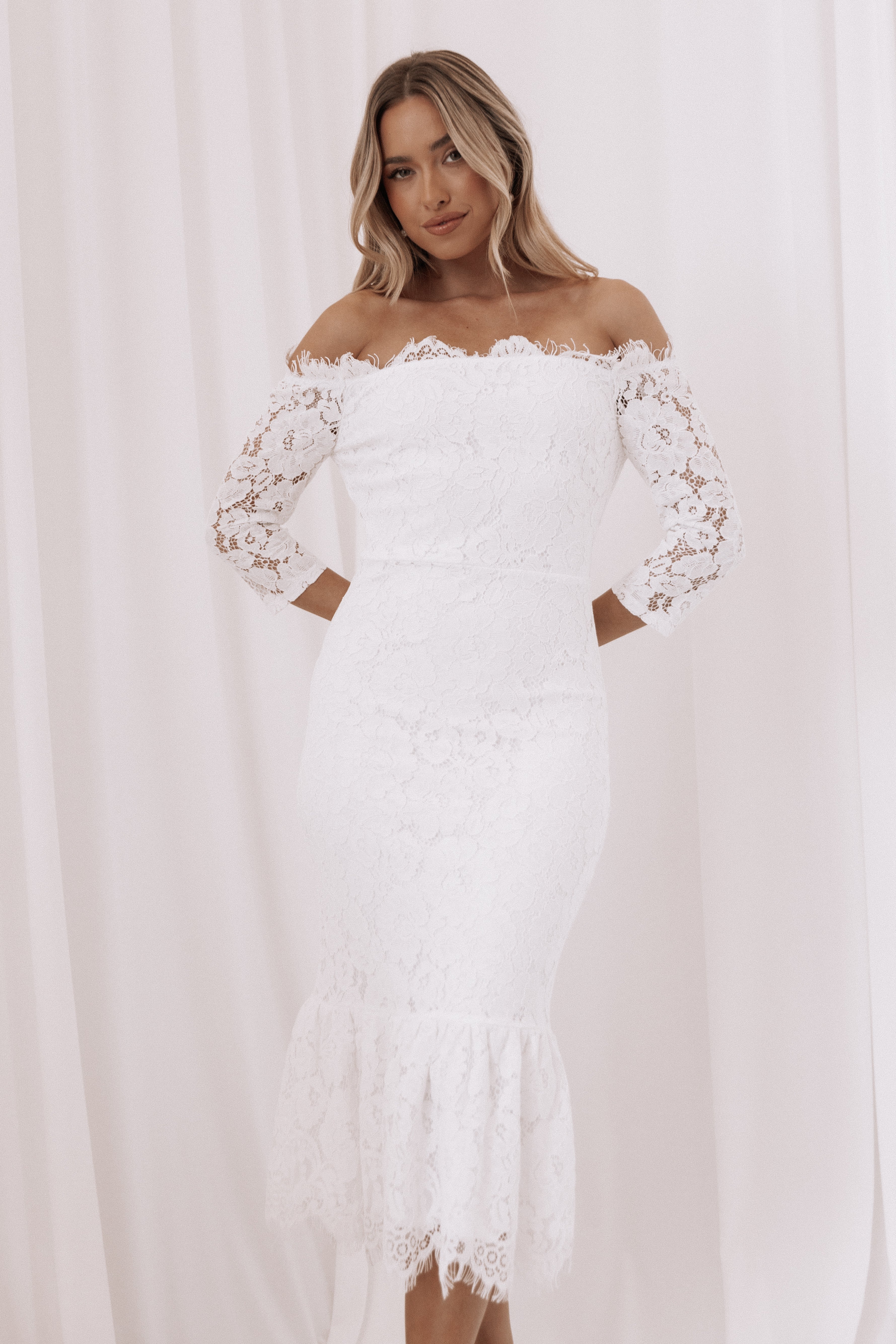 Lindy Midi Dress - White-Ladys Street