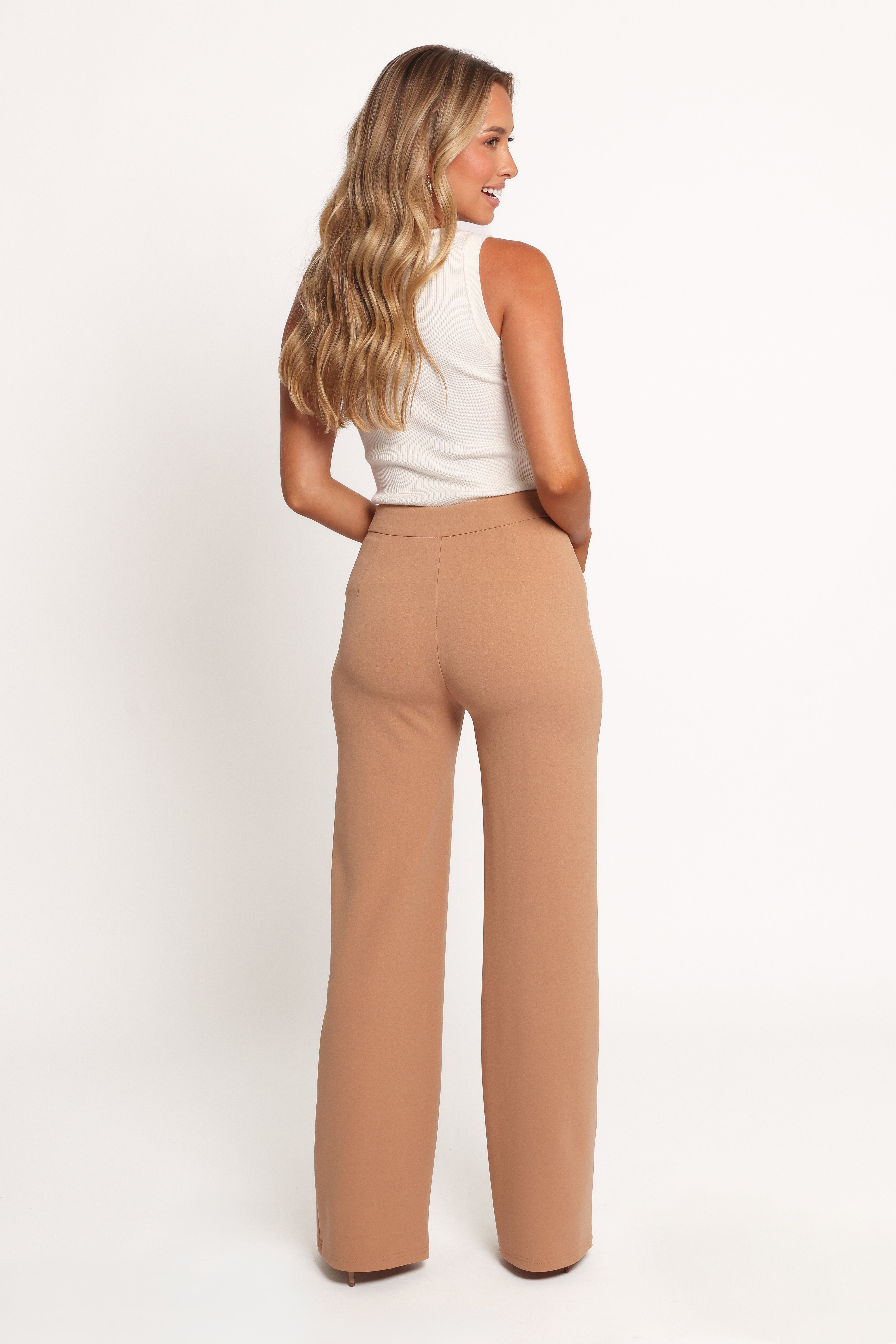 Liora Flat Front Knit Pants - Mocha-Ladys Street