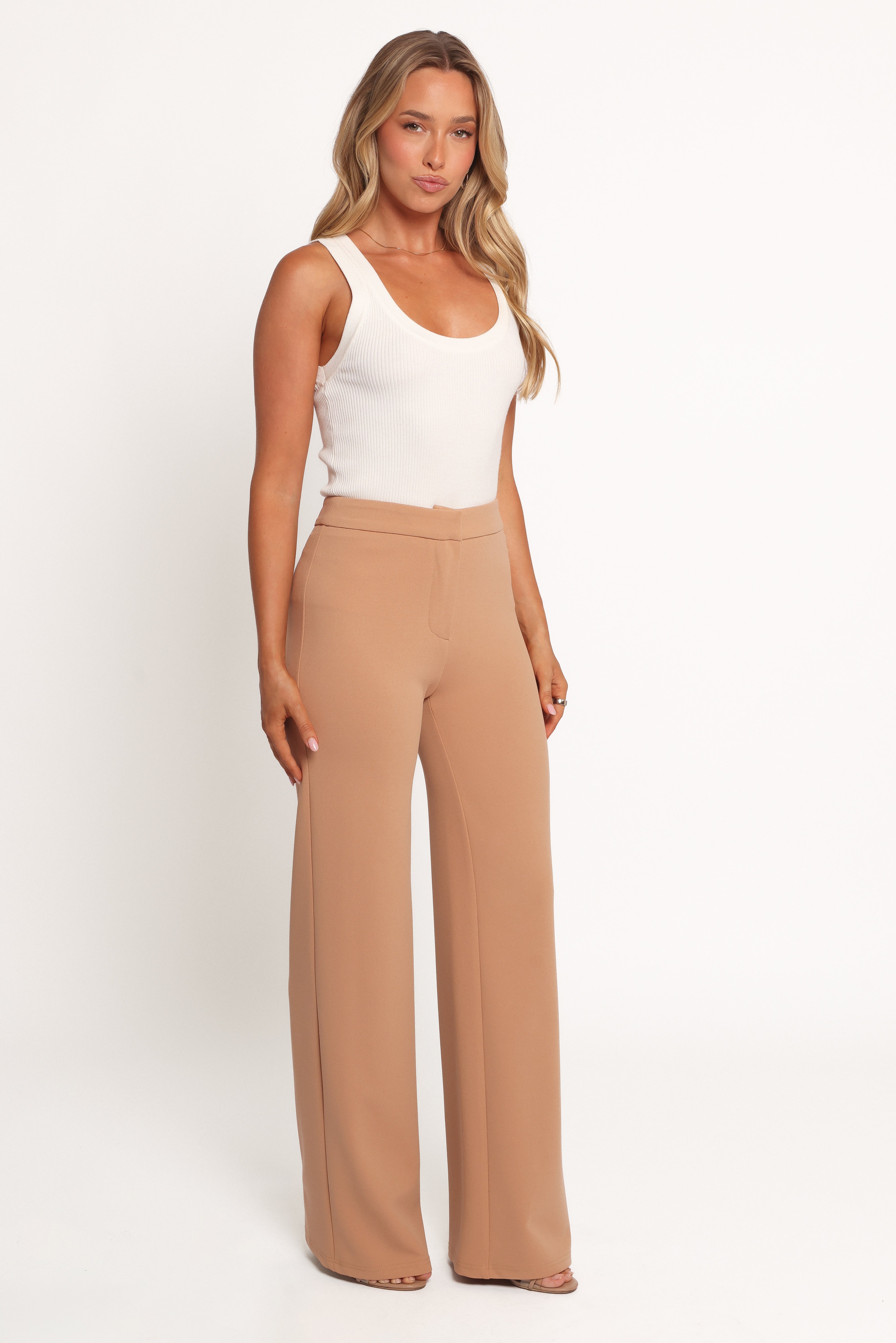 Liora Flat Front Knit Pants - Mocha-Ladys Street