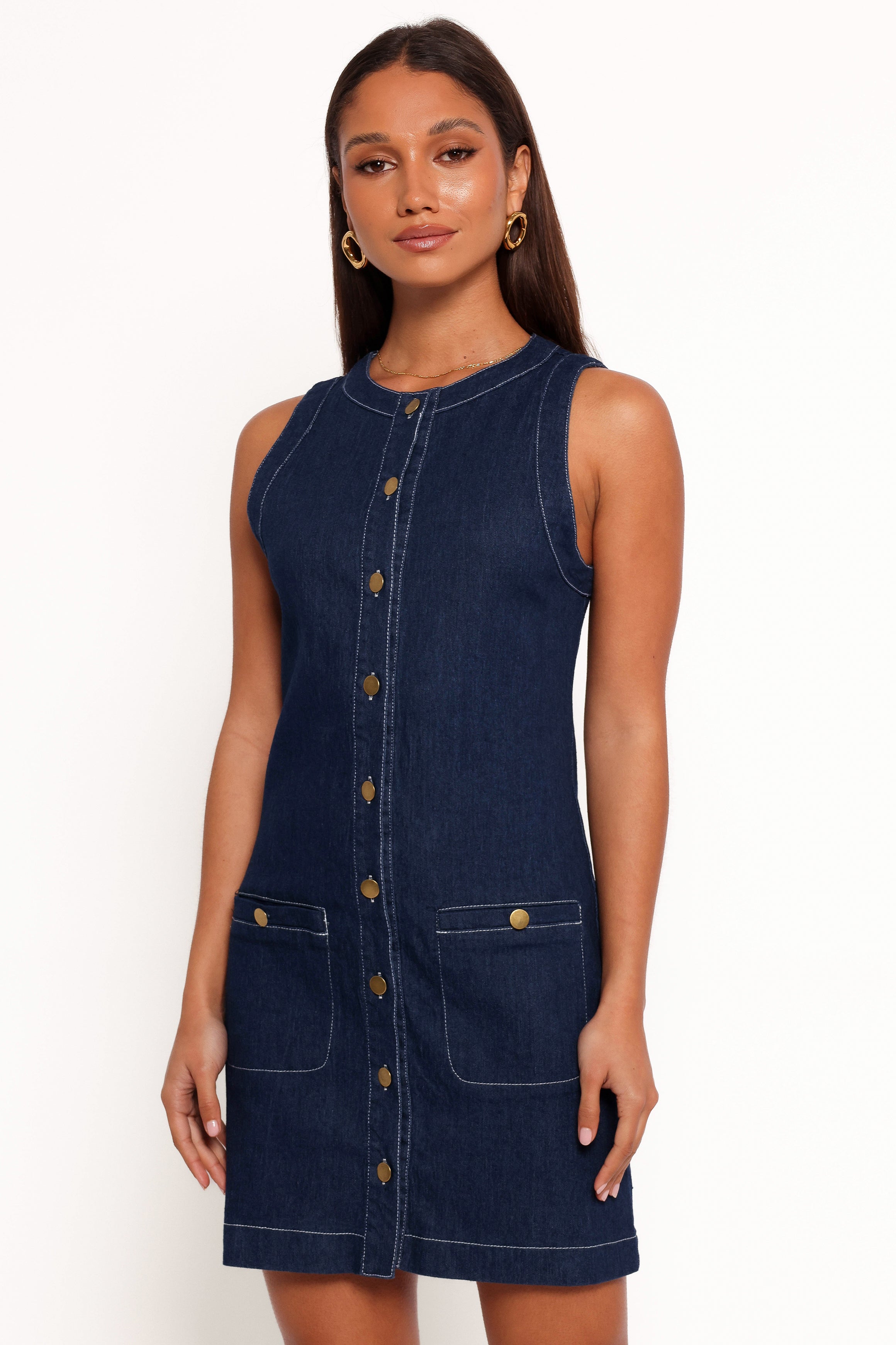 Lisa Mini Dress - Medium Denim-Ladys Street