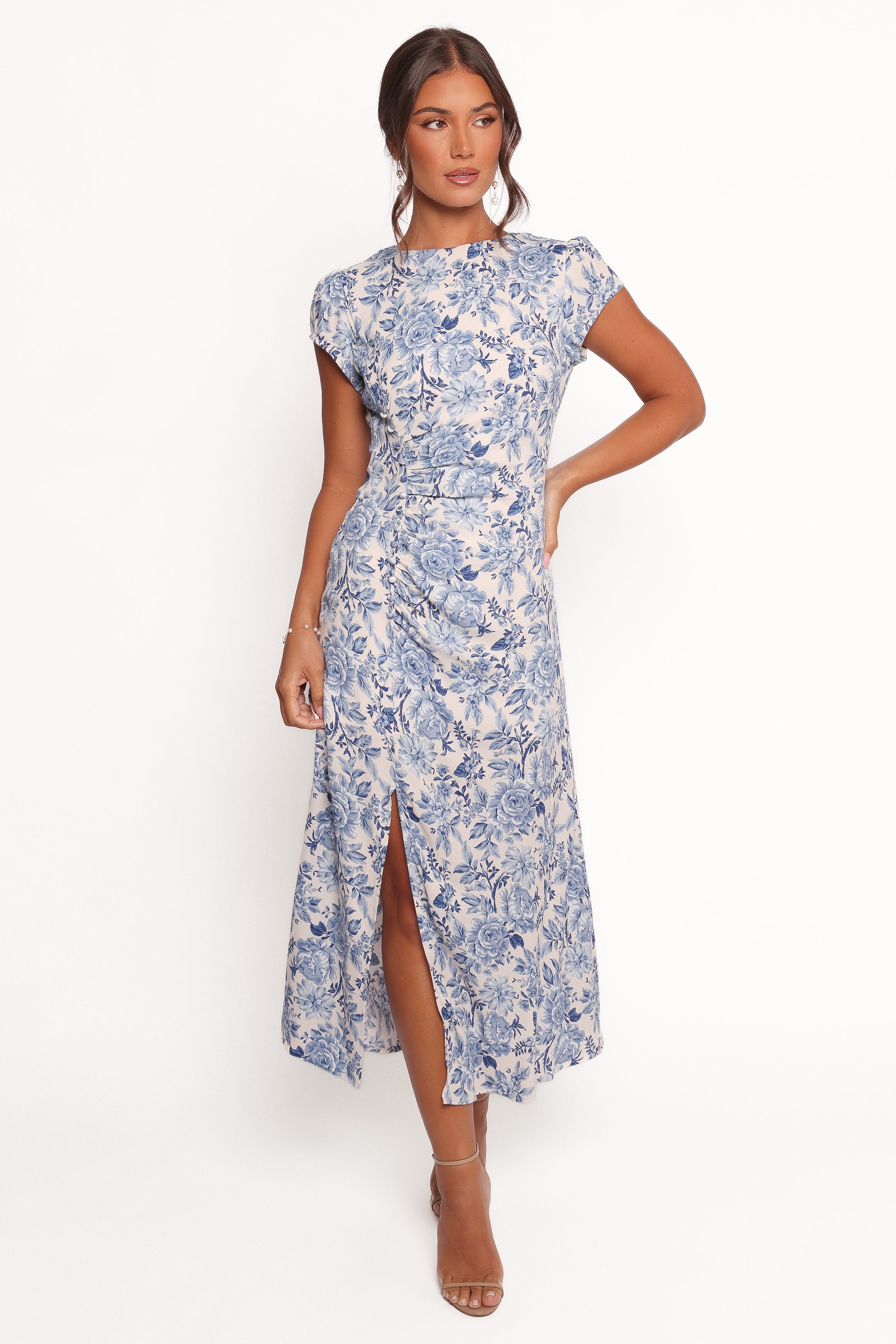 Lisbeth Midi Dress - Blue Floral-Ladys Street