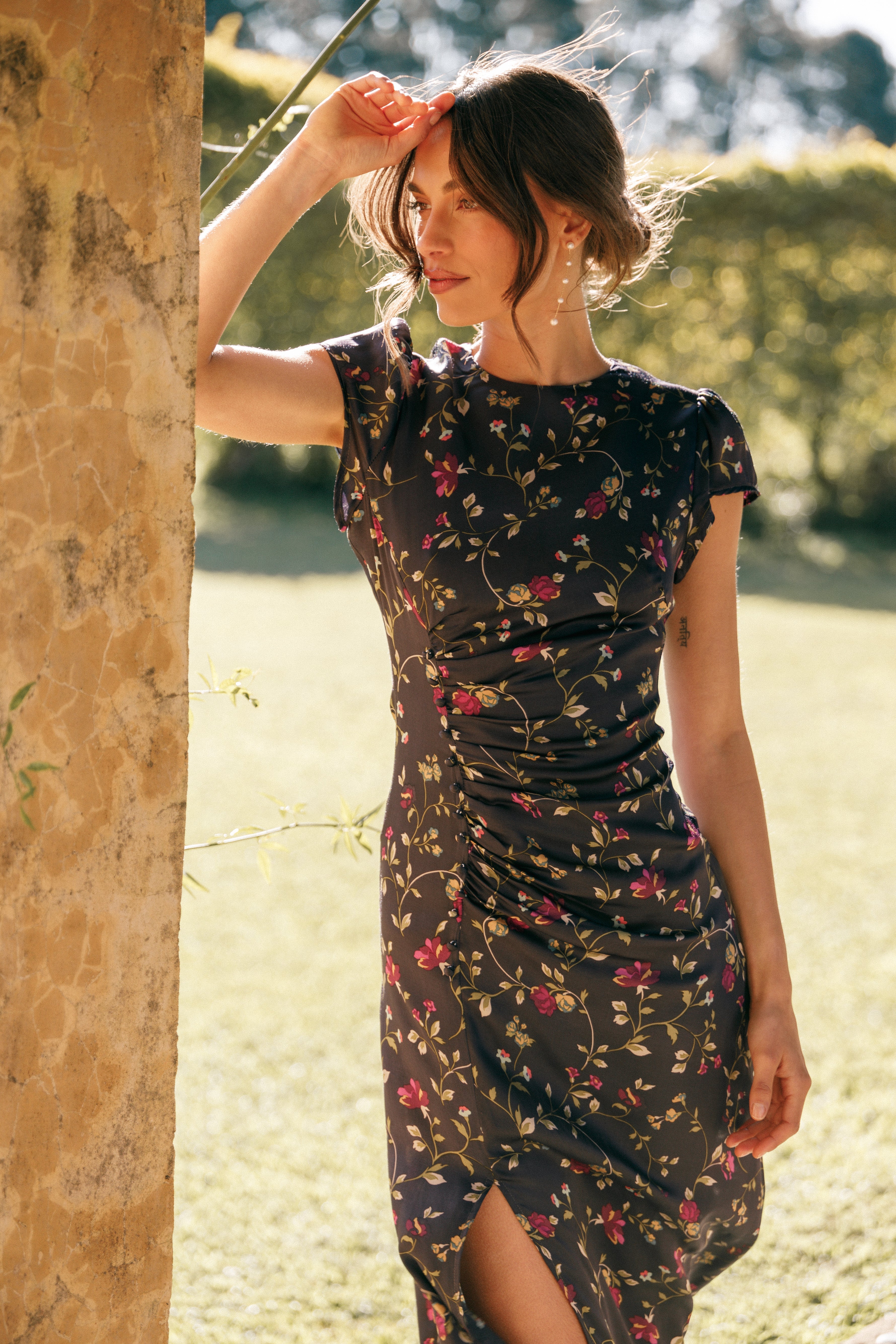 Lisbeth Midi Dress - Midnight Floral-Ladys Street