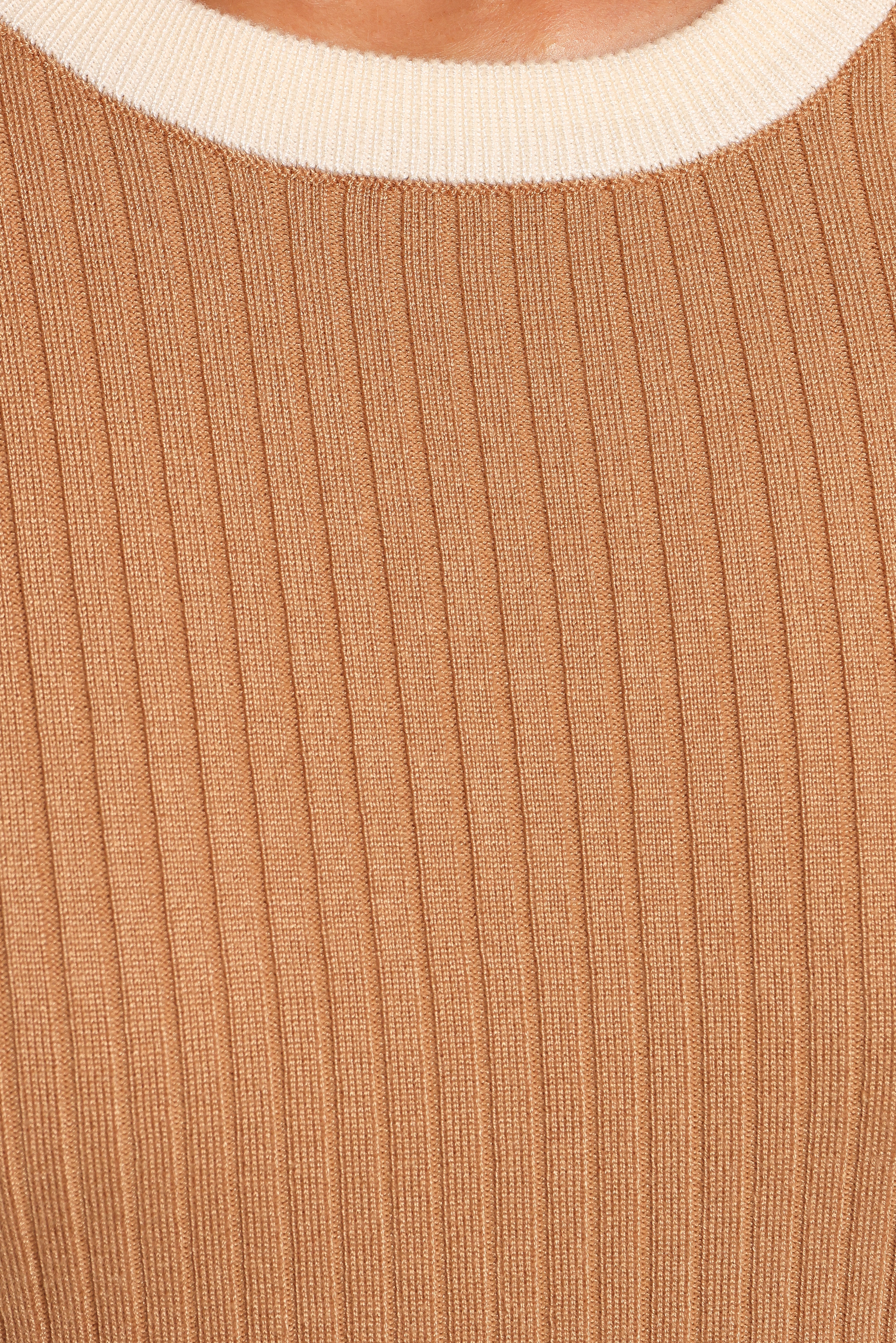 Lizbeth Knit Top - Tan White-Ladys Street