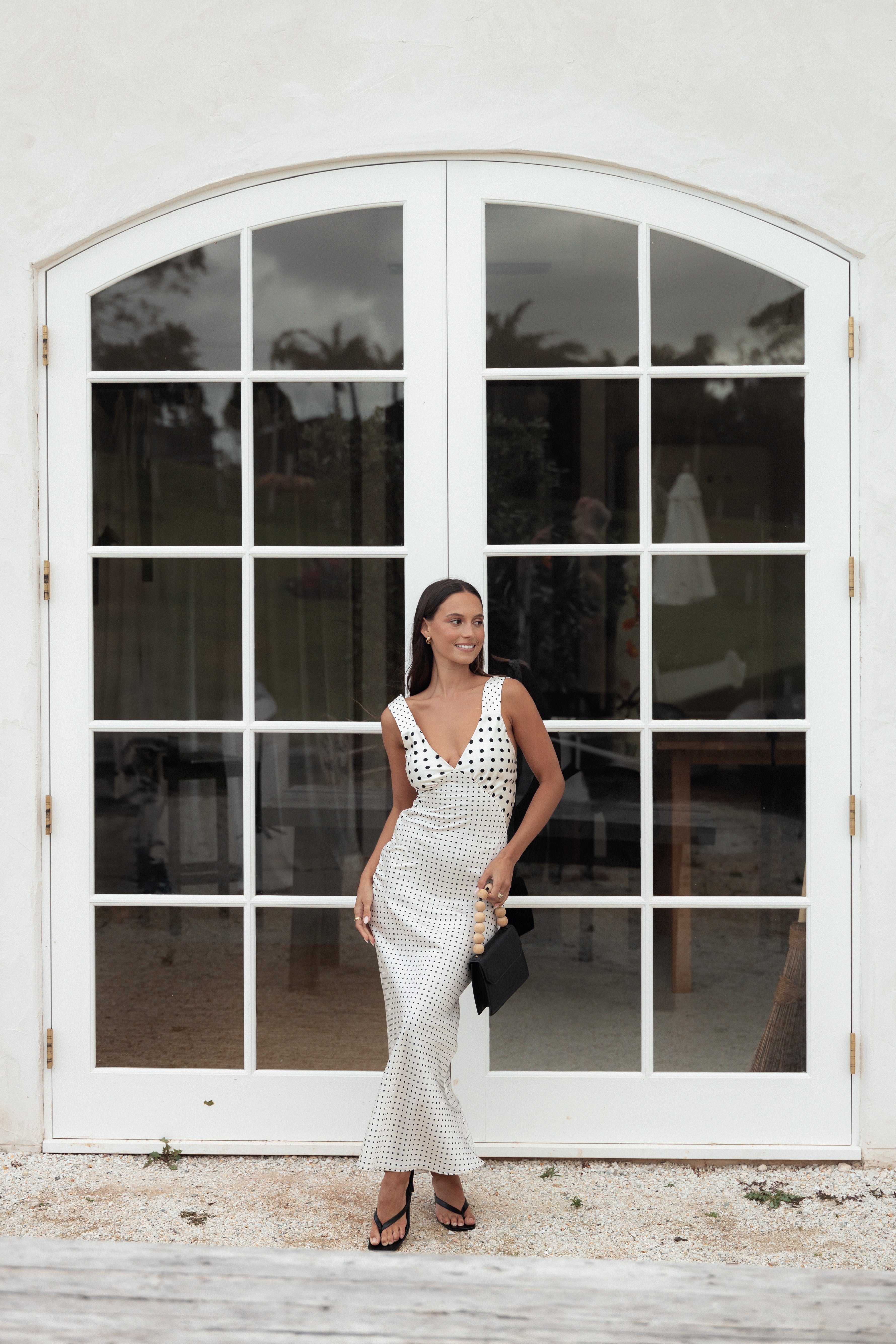 Lizza Maxi Dress - White Polkadot-Ladys Street