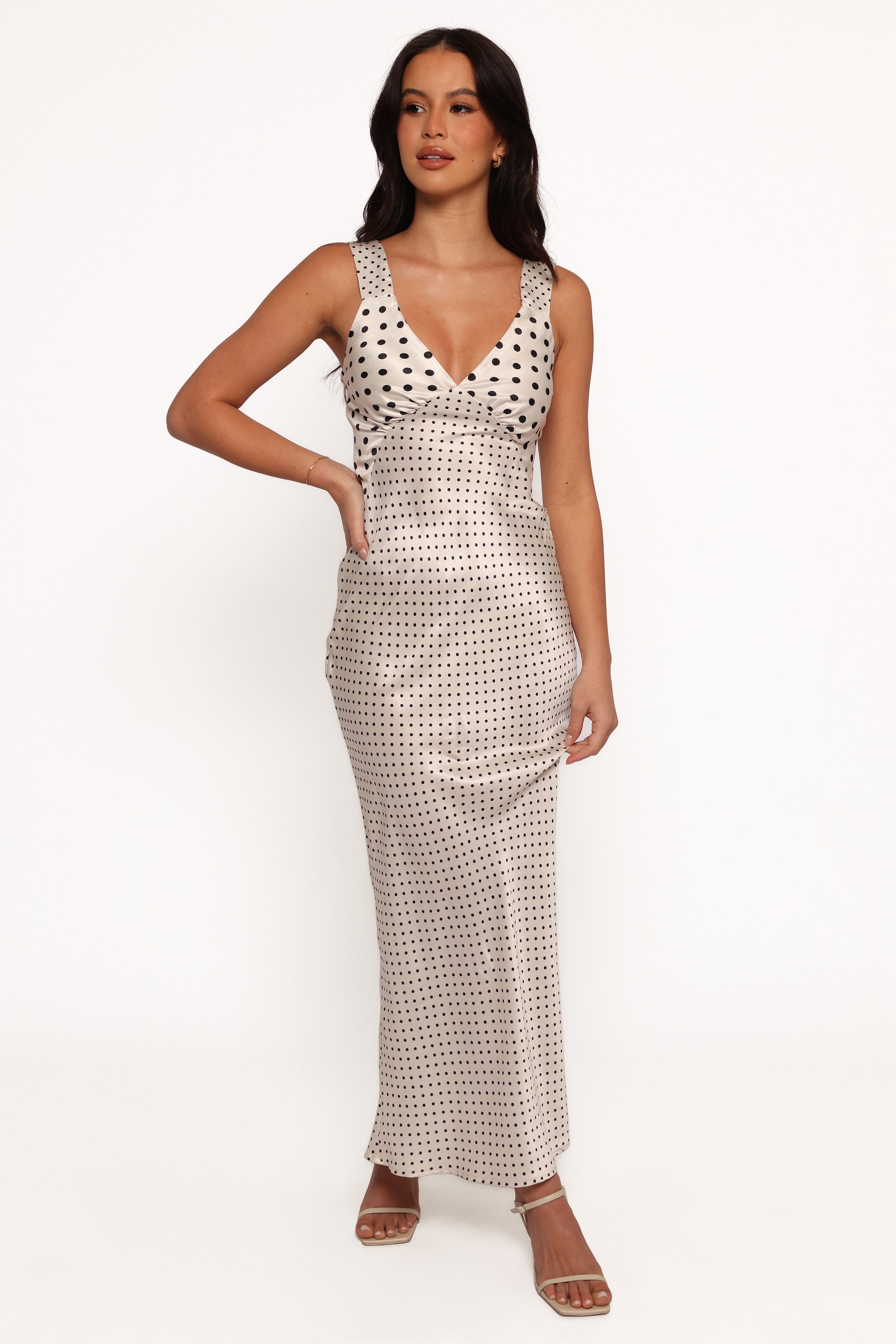 Lizza Maxi Dress - White Polkadot-Ladys Street