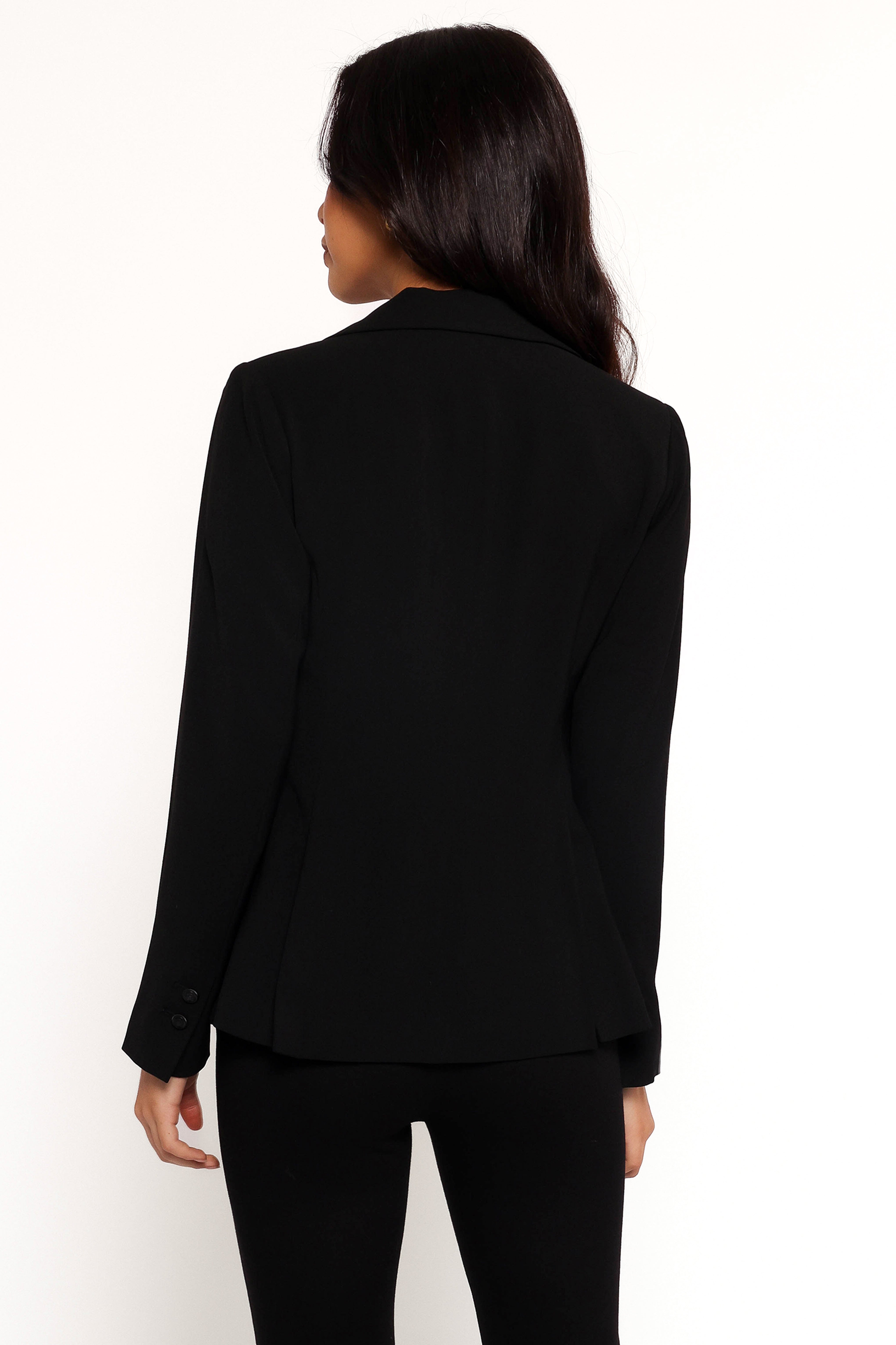 Luda Rhinestone Collar Single Button Blazer - Black-Ladys Street