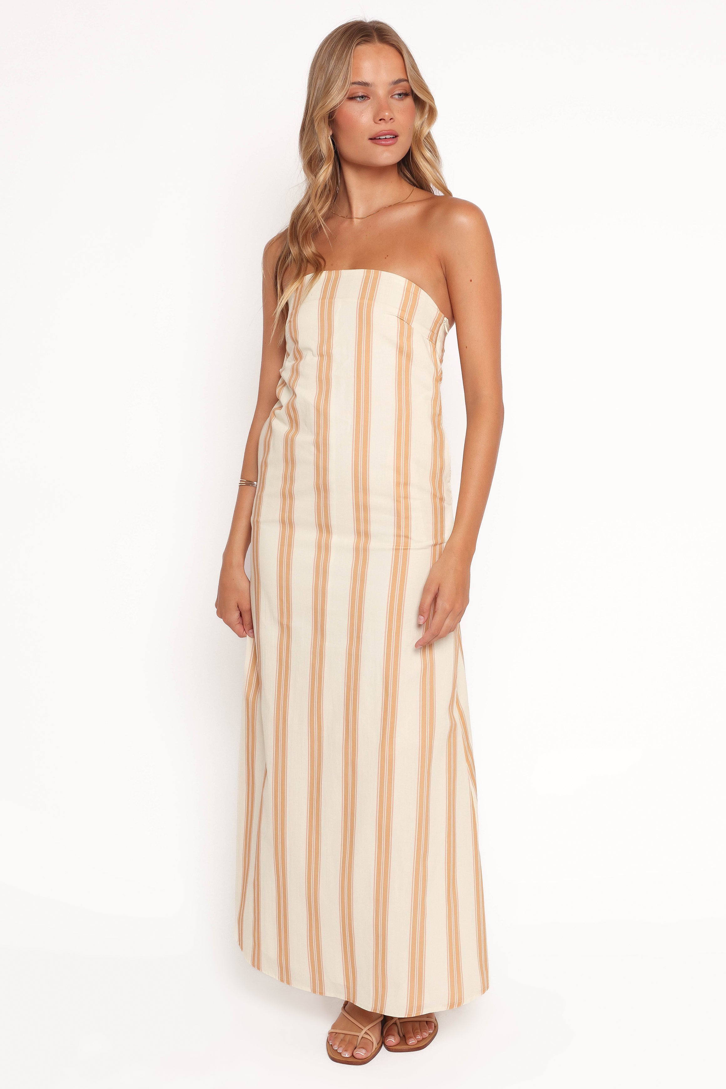 Luisa Midi Dress - Brown Stripe-Ladys Street