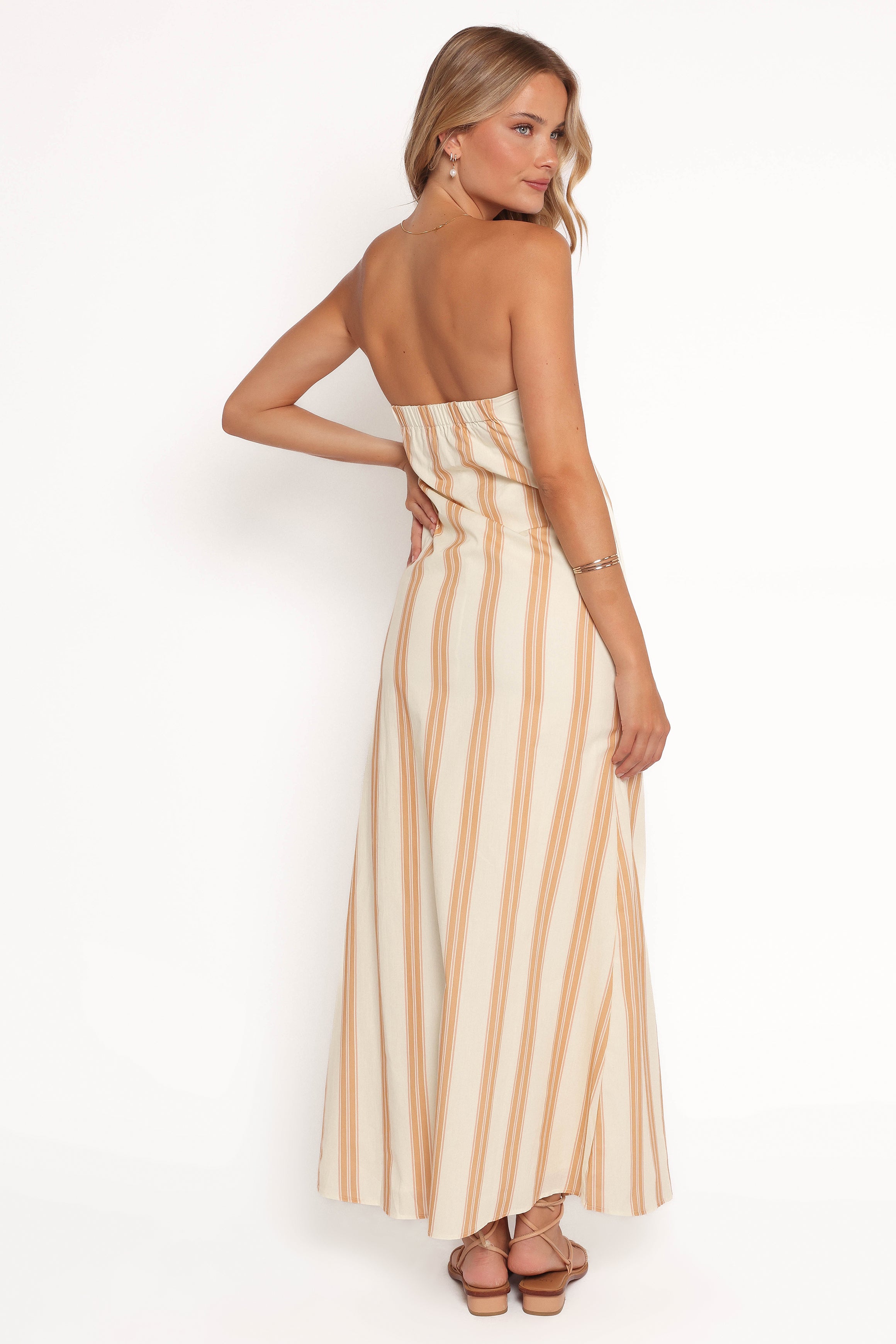Luisa Midi Dress - Brown Stripe-Ladys Street