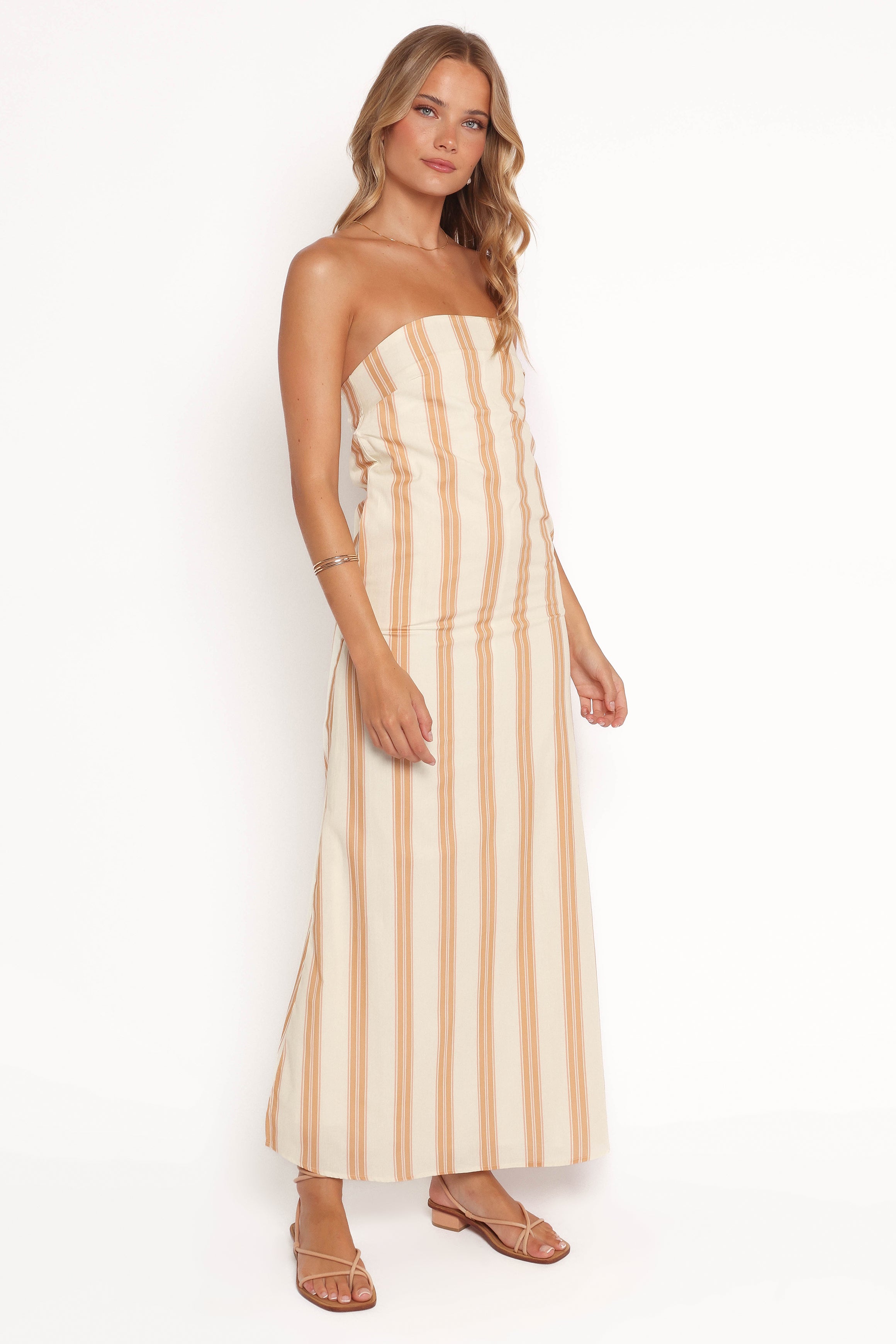Luisa Midi Dress - Brown Stripe-Ladys Street