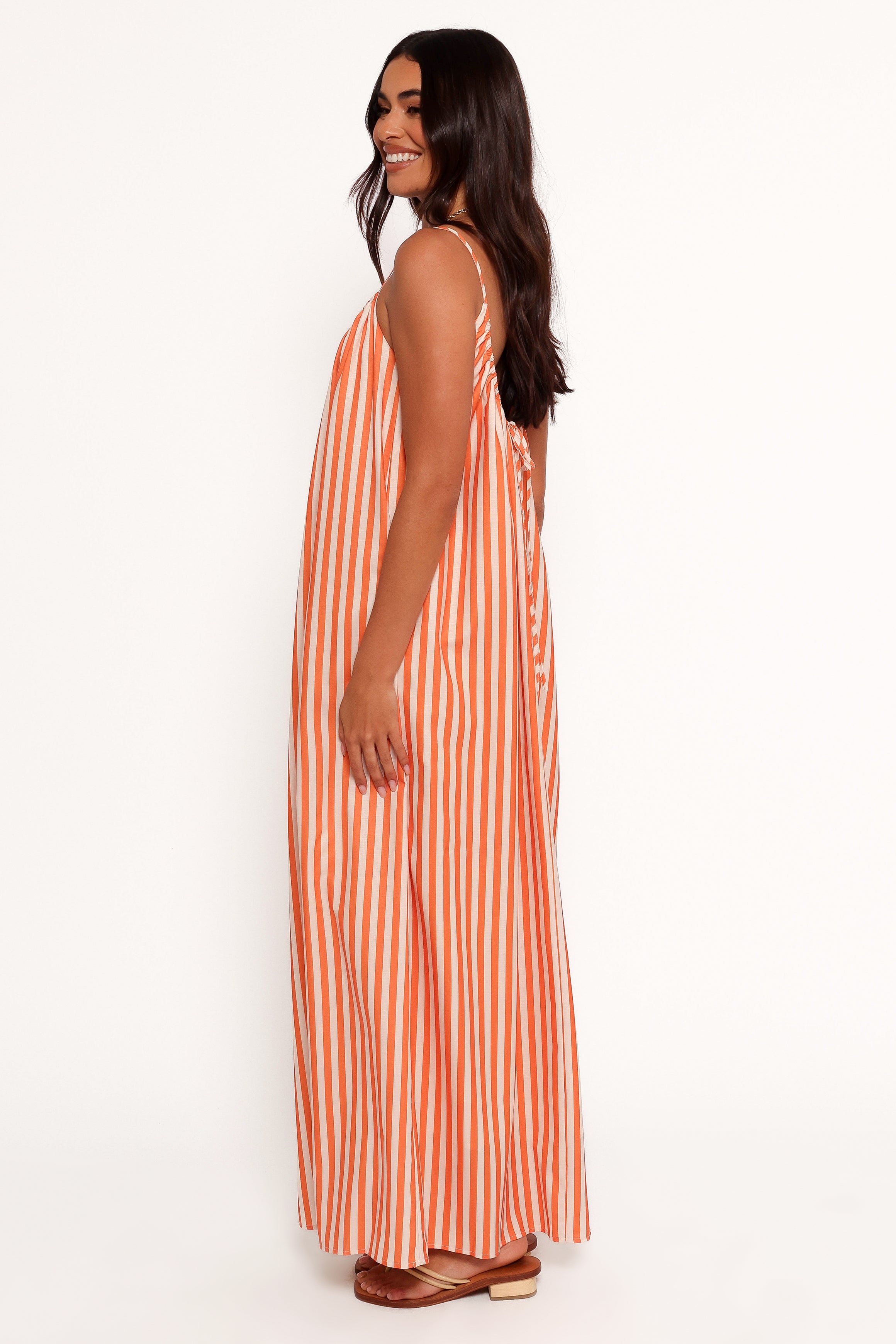 Lumina Maxi Dress - Orange Beige Stripe-Ladys Street
