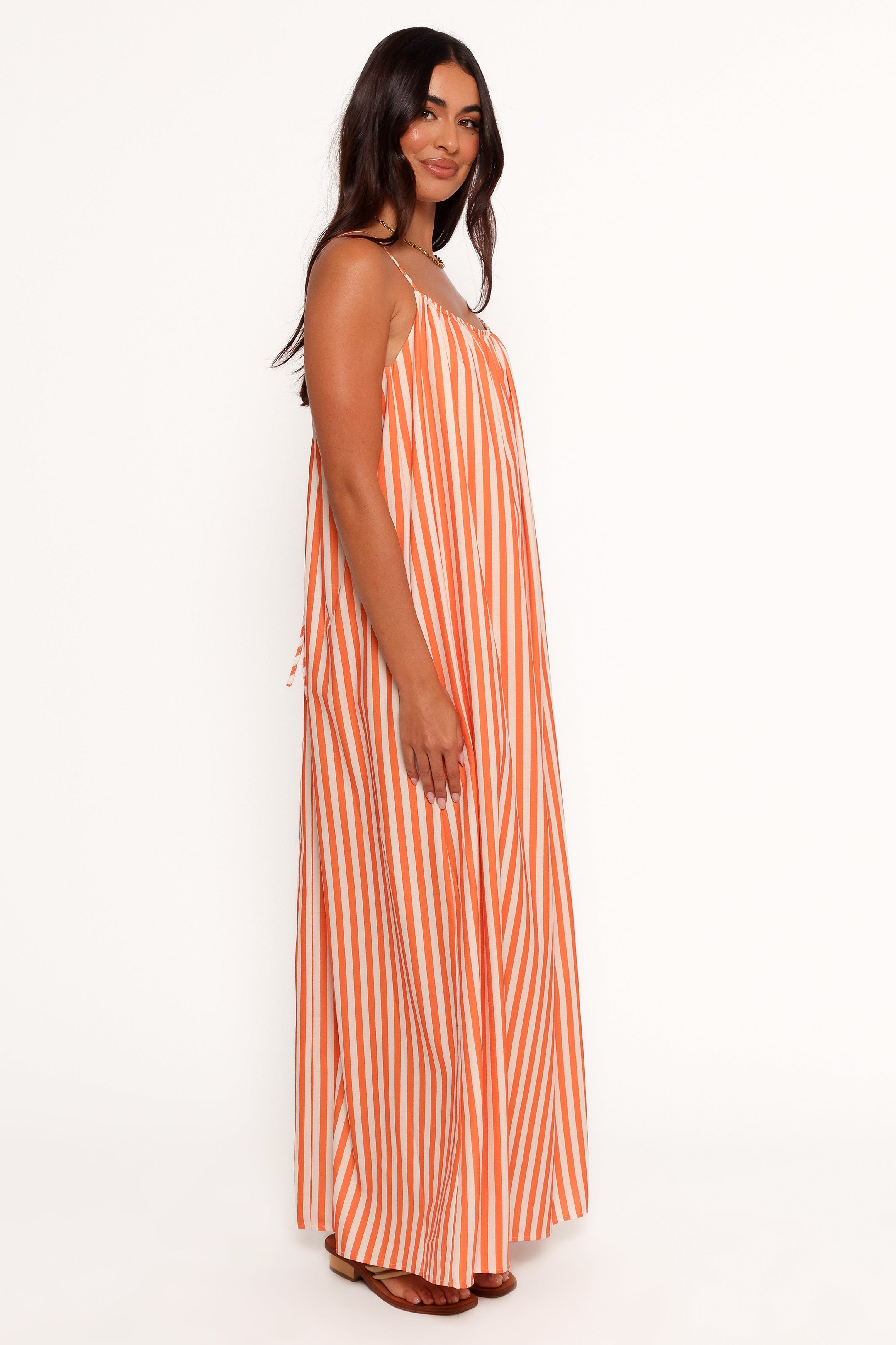 Lumina Maxi Dress - Orange Beige Stripe-Ladys Street