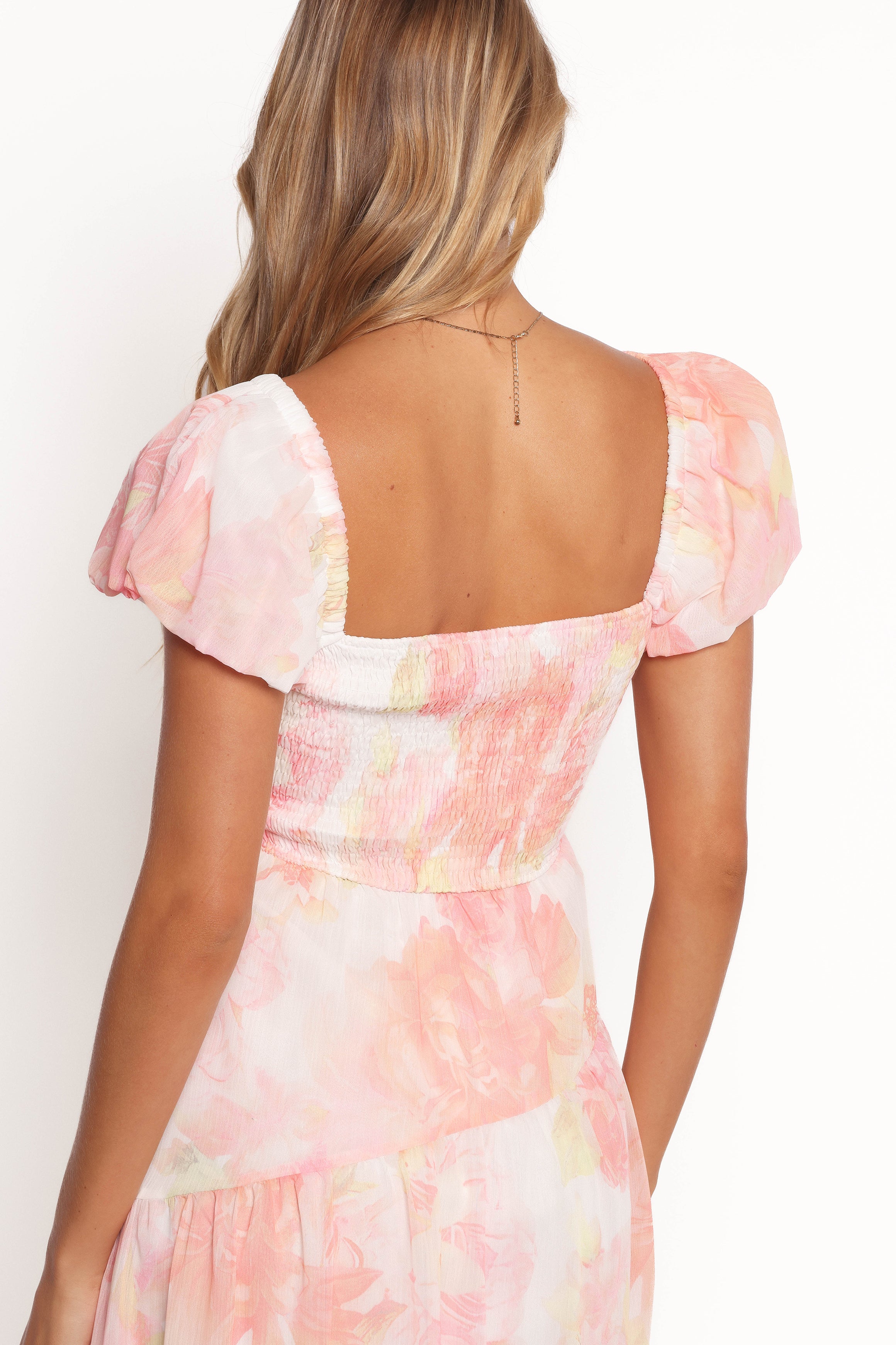 Lumis Midi Dress - Peach Floral-Ladys Street