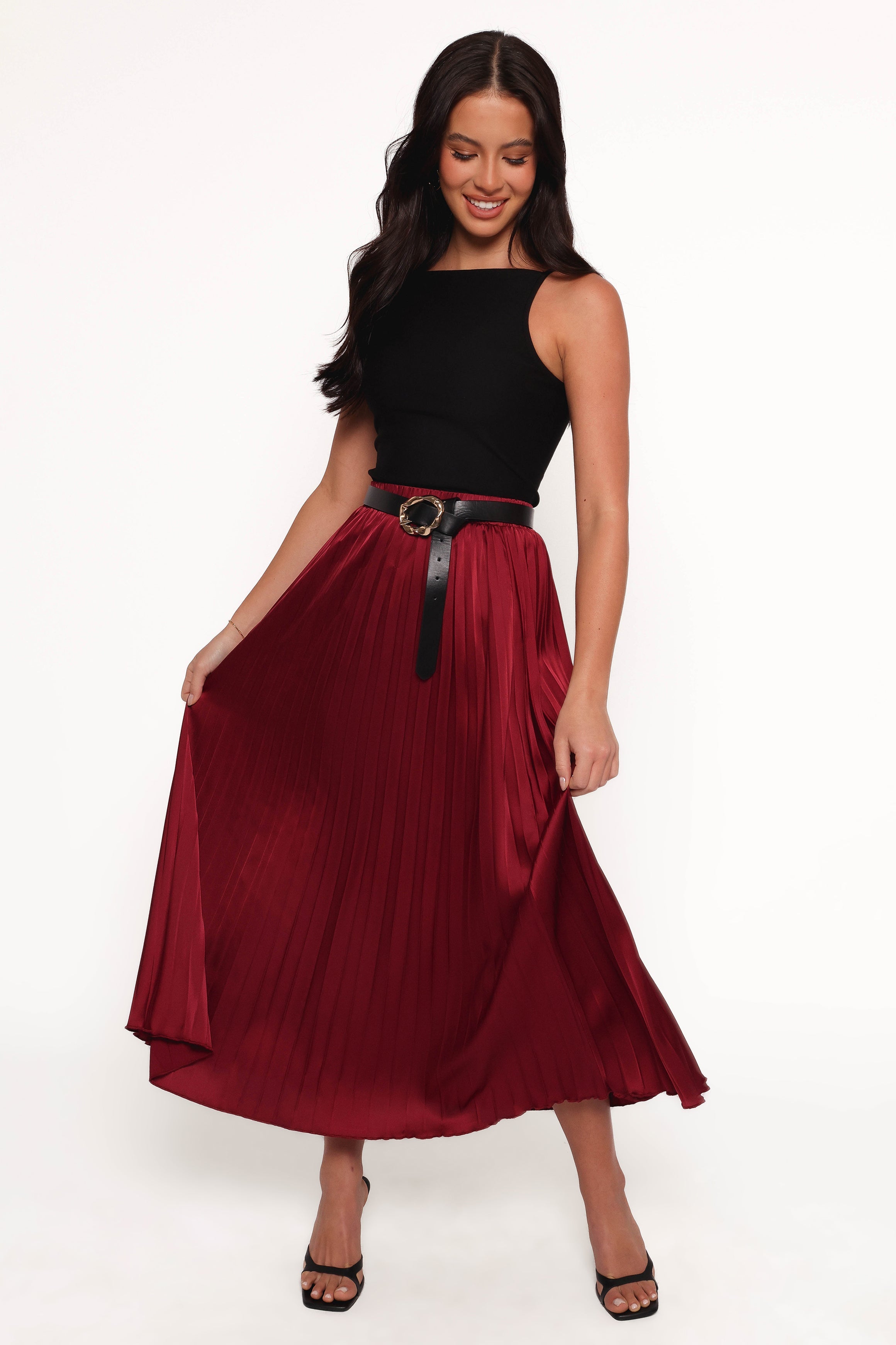 Lysandra Maxi Skirt - Burgundy-Ladys Street
