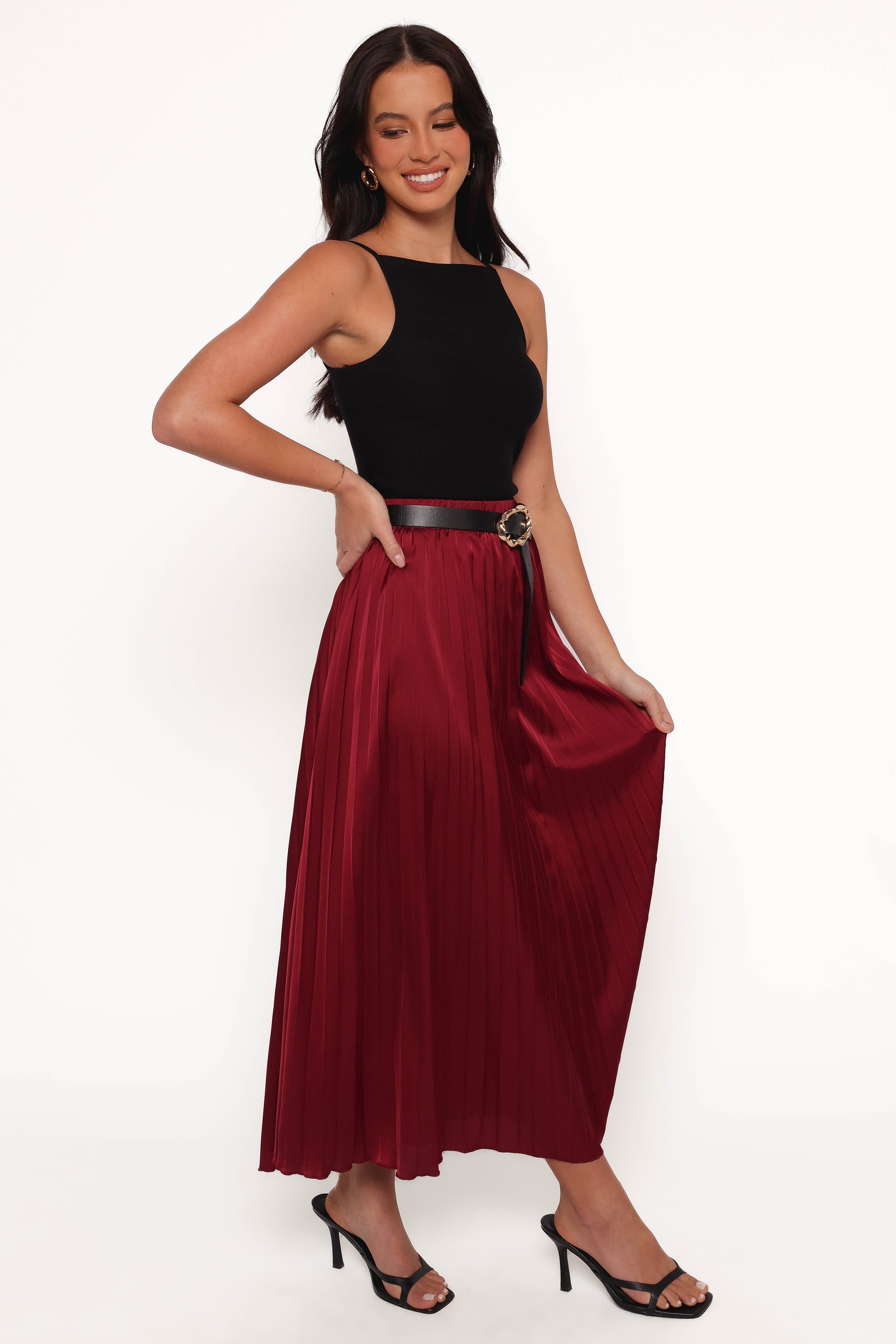 Lysandra Maxi Skirt - Burgundy-Ladys Street