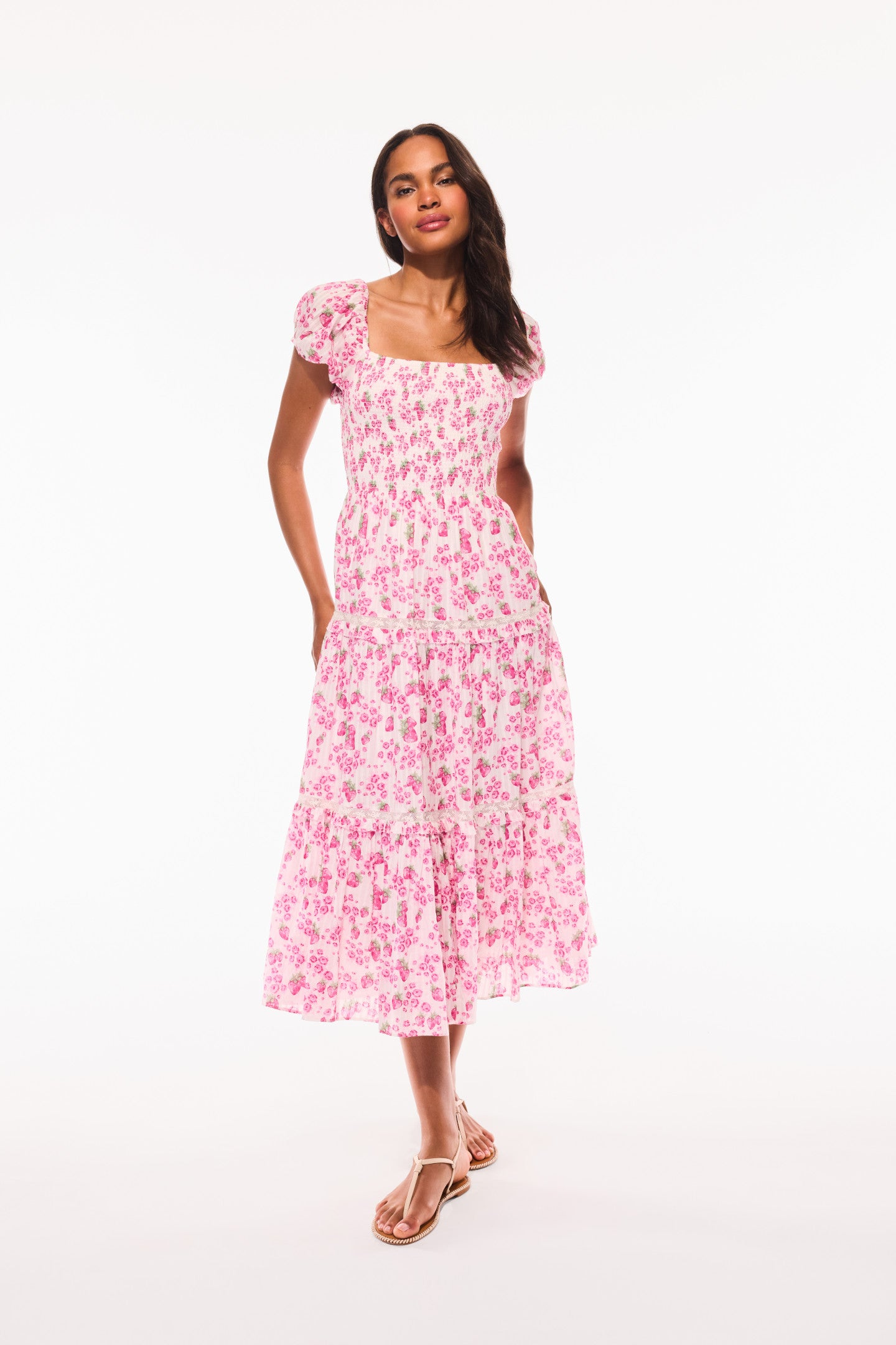 Masie Summer Heirloom Print Midi Dress-Charming Rule