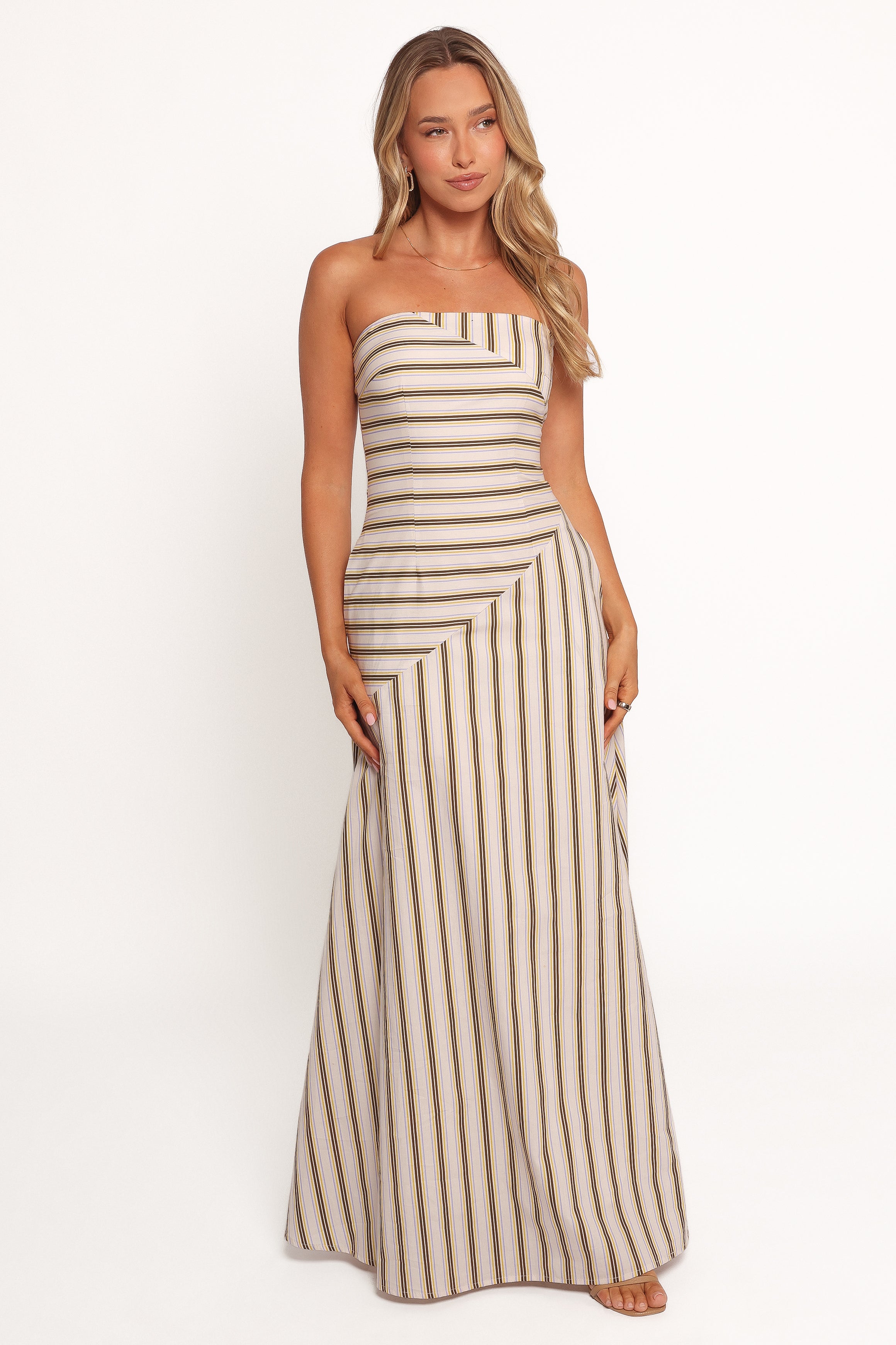 Maliah Maxi Dress - Vory Stripe-Ladys Street