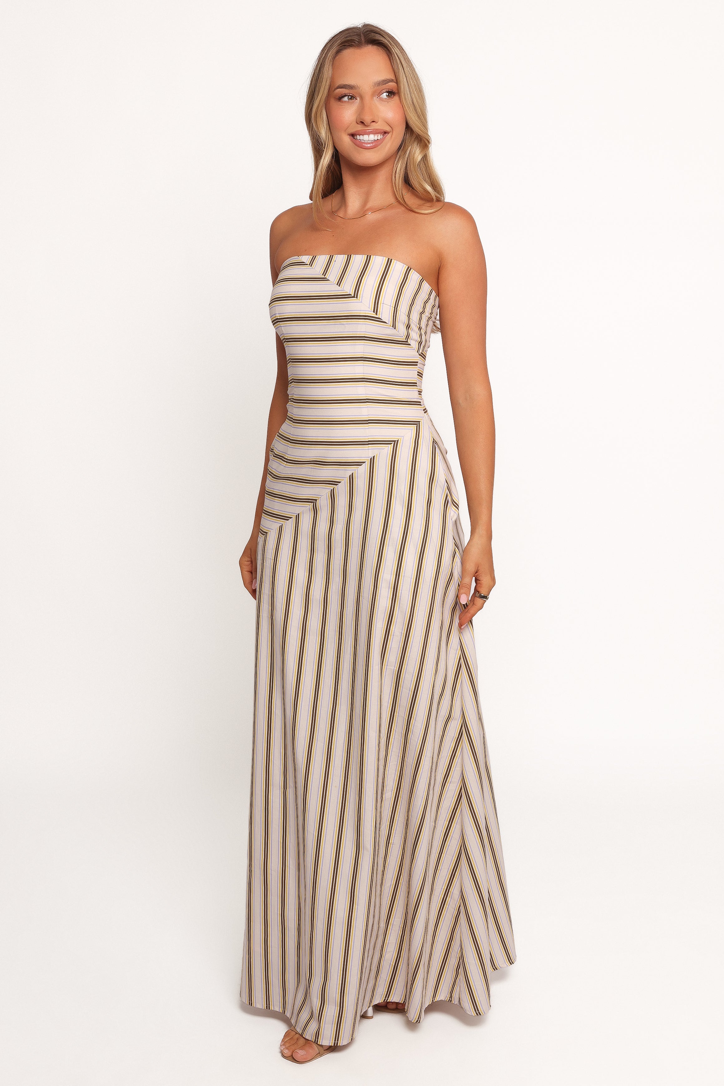 Maliah Maxi Dress - Vory Stripe-Ladys Street