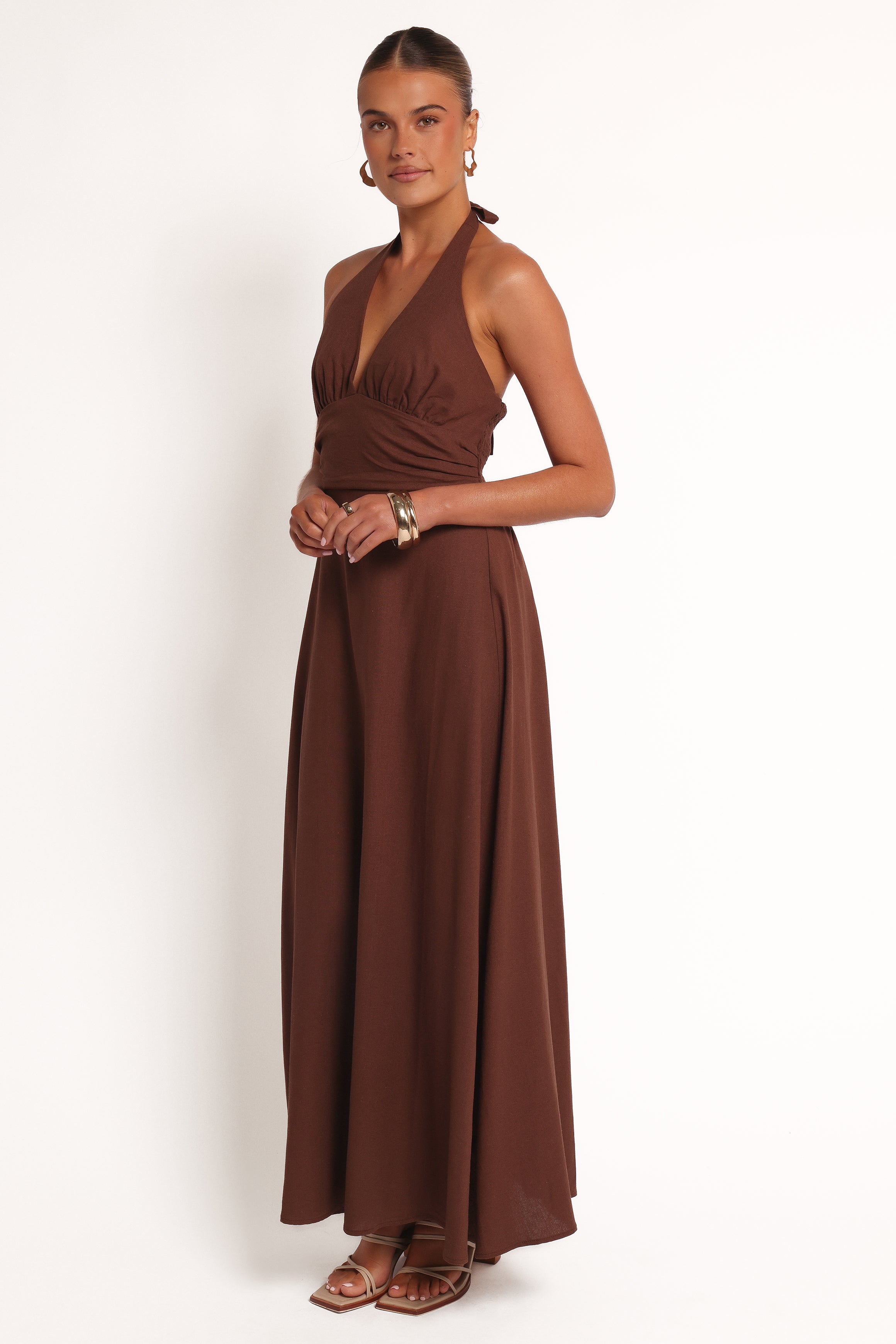 Marie Halterneck Maxi Dress - Chocolate-Ladys Street