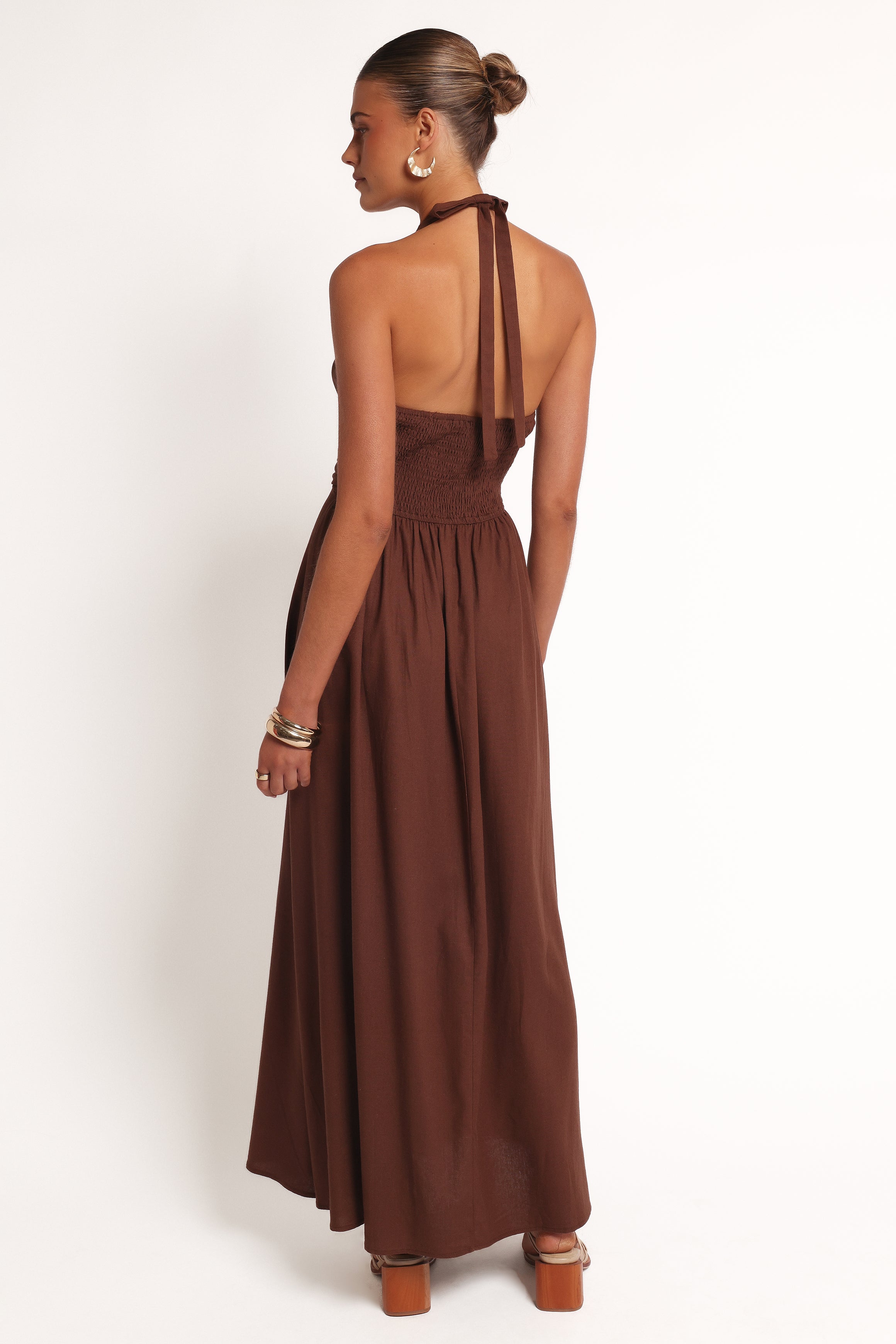 Marie Halterneck Maxi Dress - Chocolate-Ladys Street
