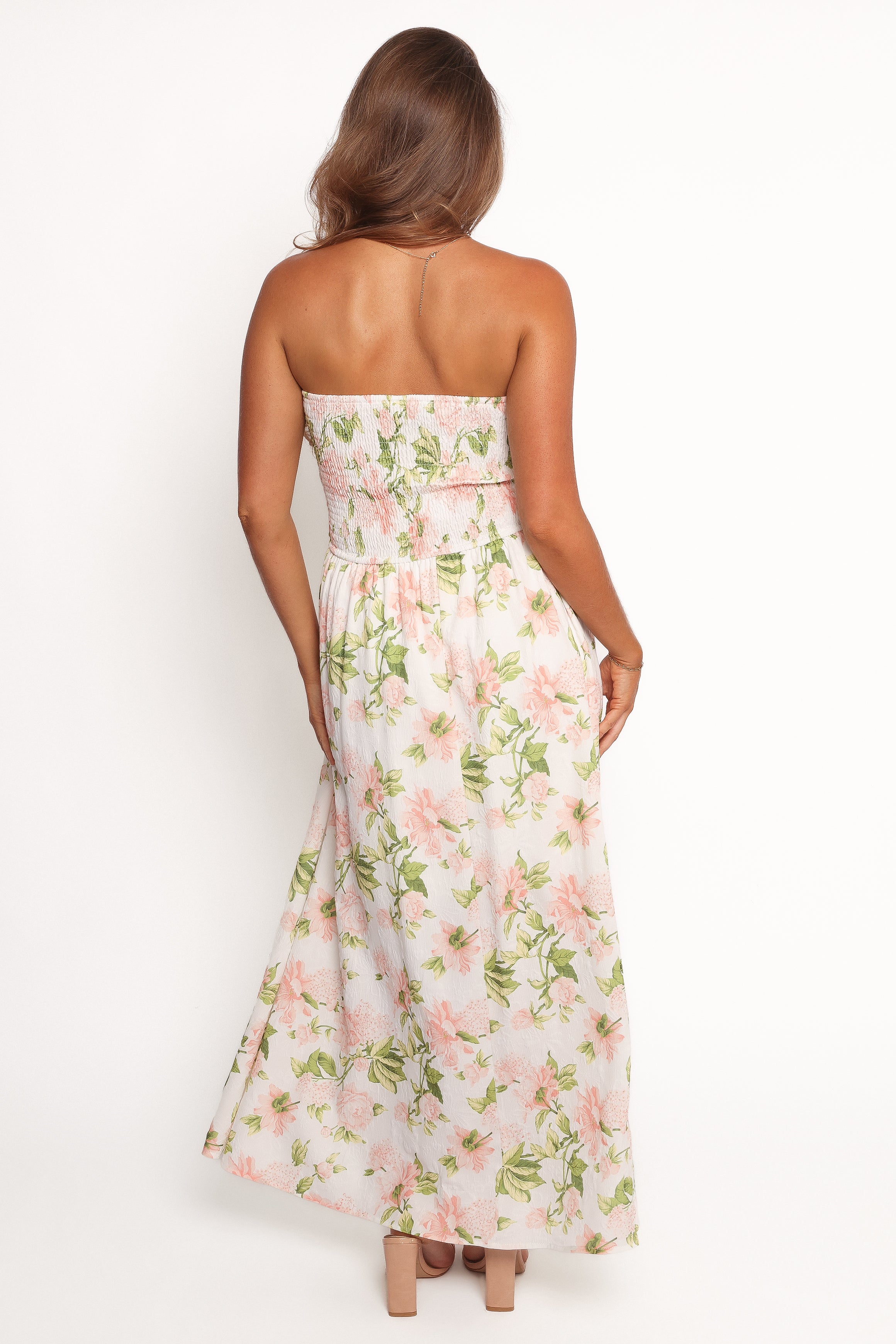 Marta Strapless Midi Dress - Pink Floral-Ladys Street
