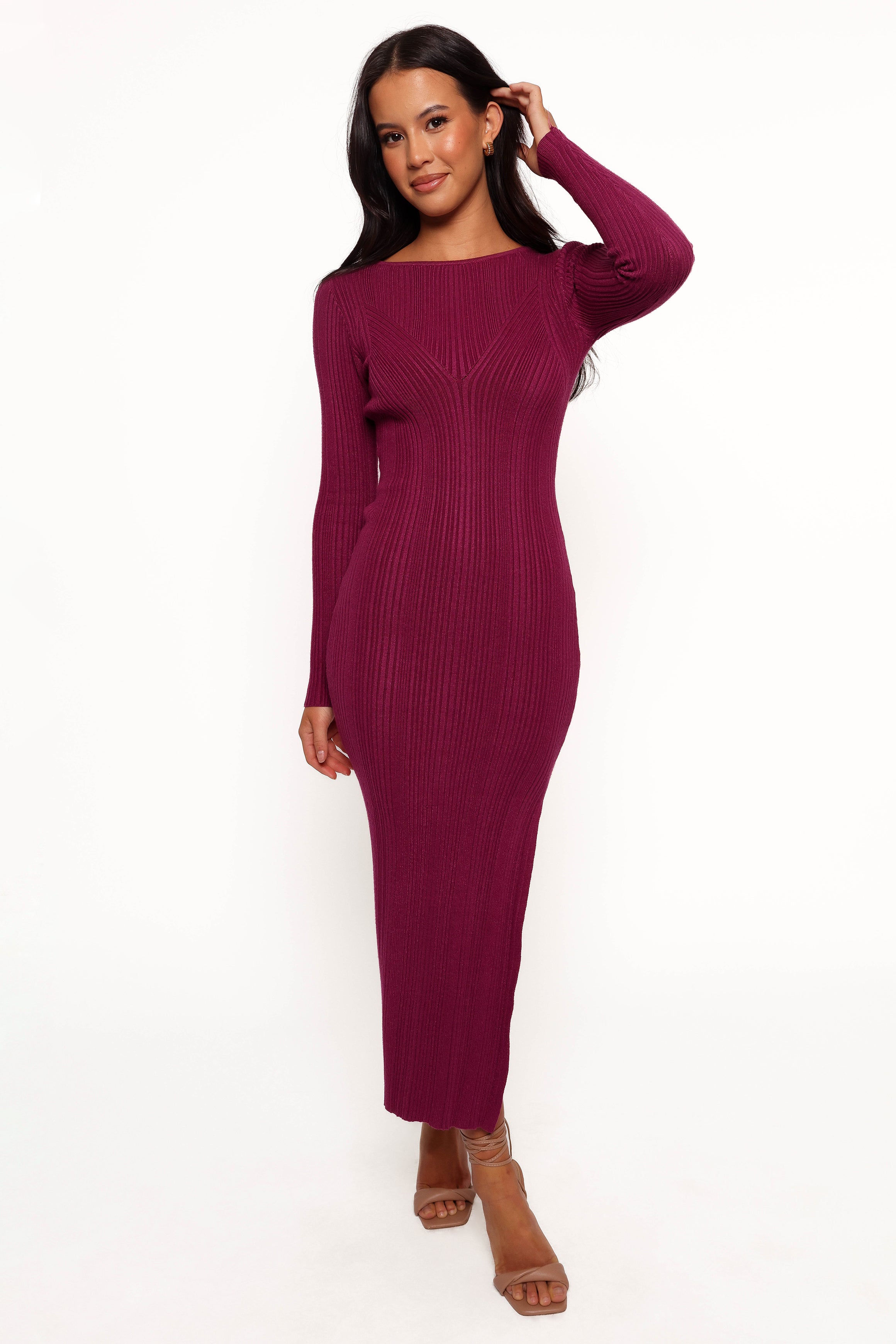 Mattie Long Sleeve Maxi Dress - Plum-Ladys Street
