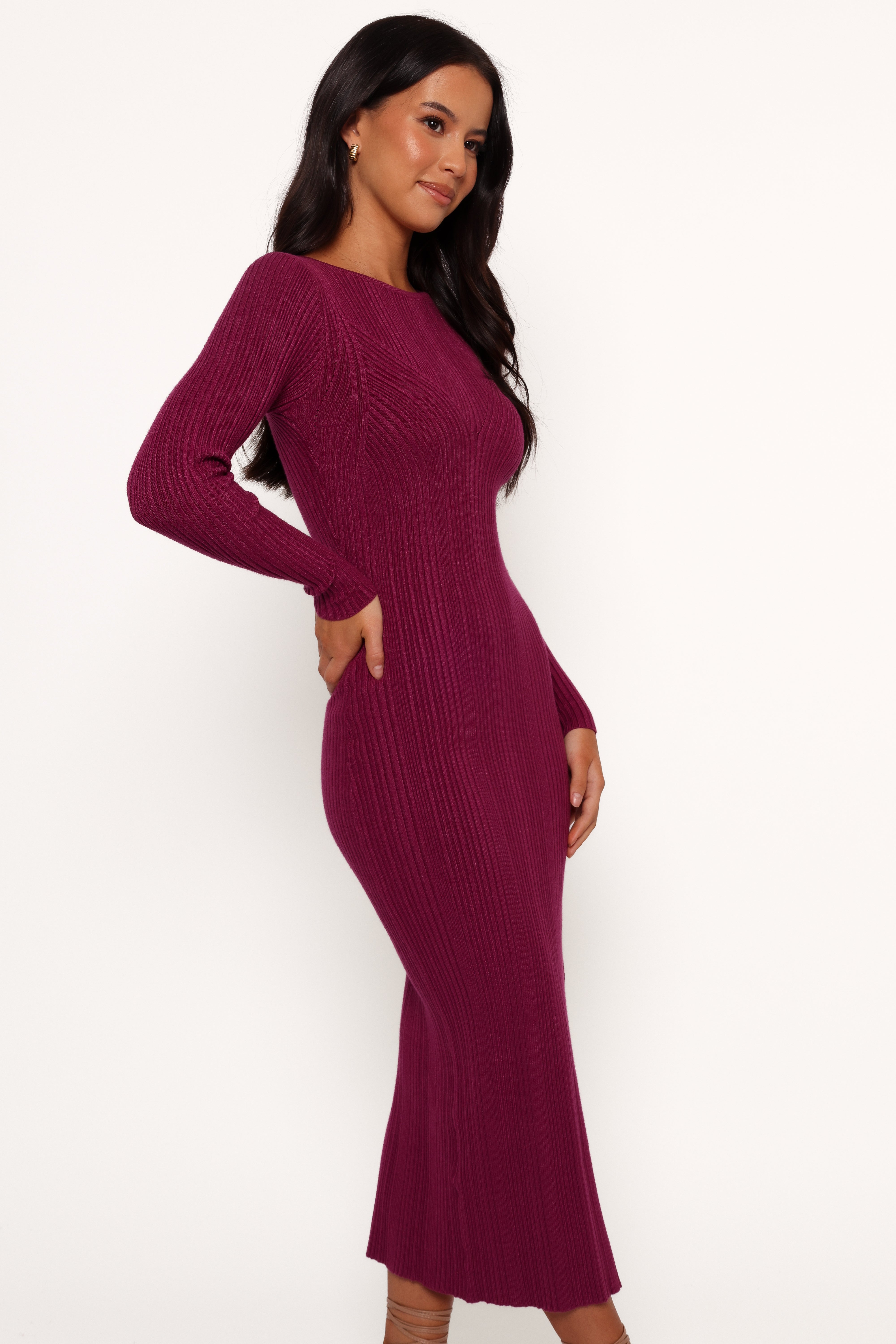 Mattie Long Sleeve Maxi Dress - Plum-Ladys Street
