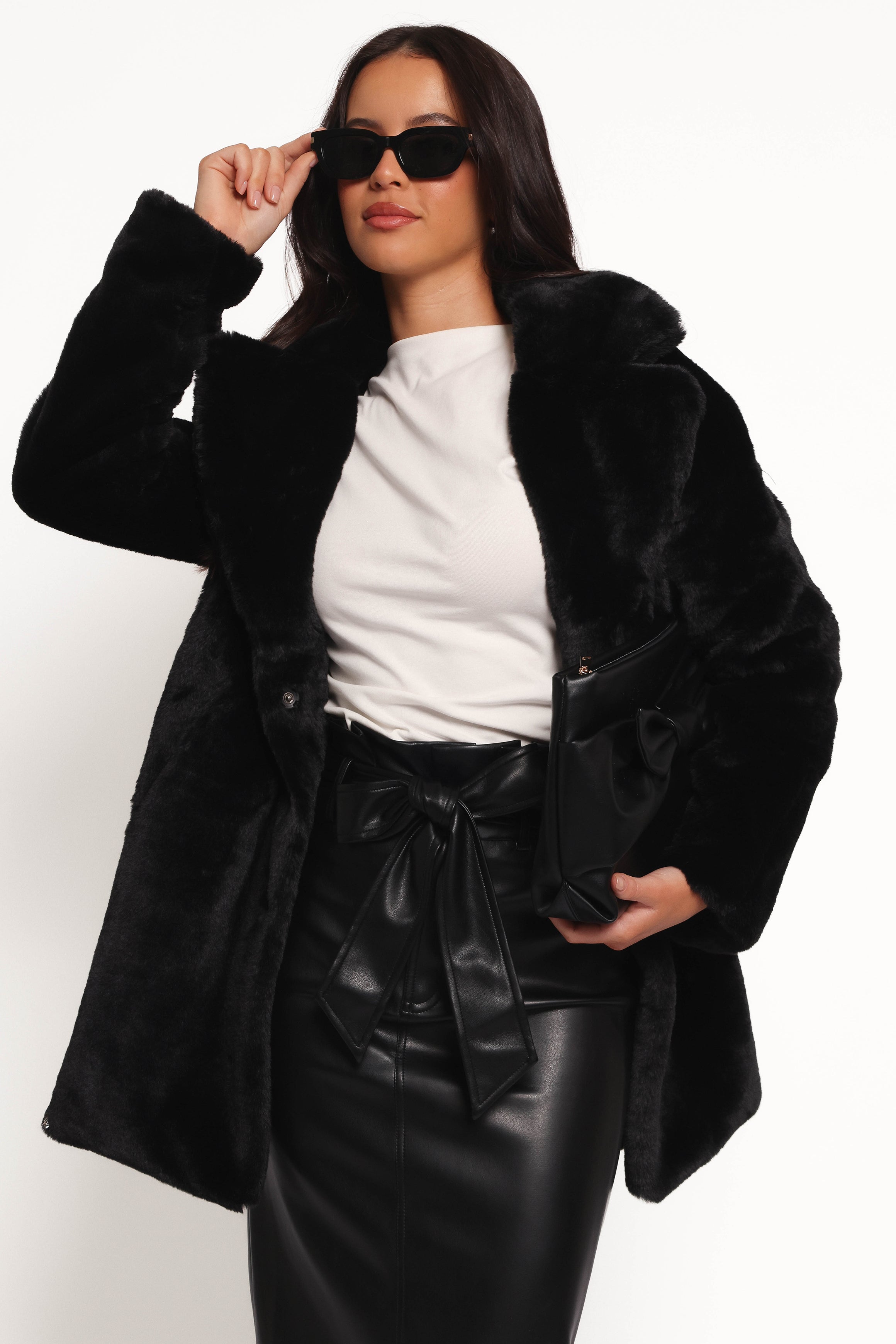 Meeka Faux Fur Jacket - Black-Ladys Street