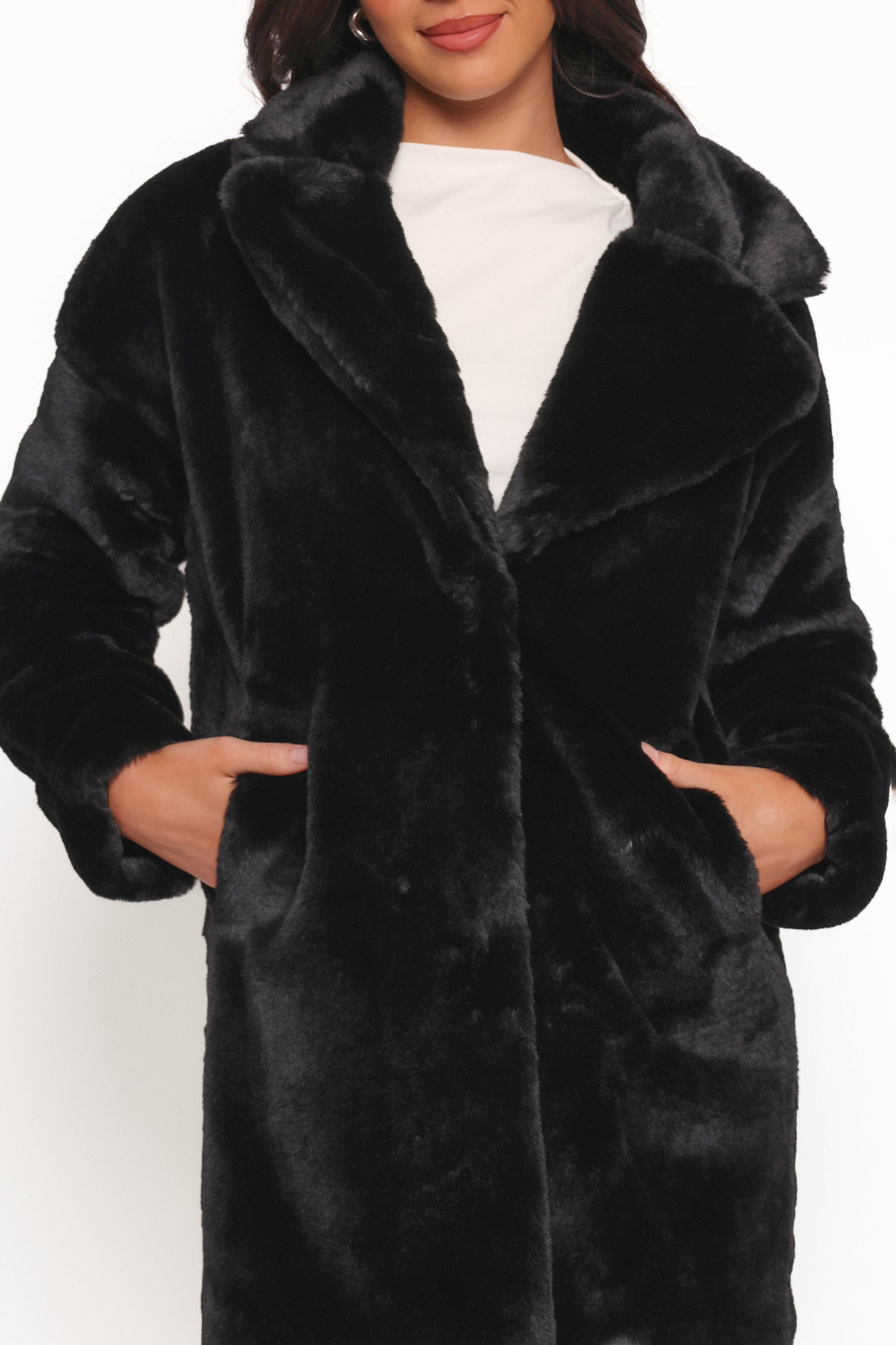 Meeka Faux Fur Jacket - Black-Ladys Street