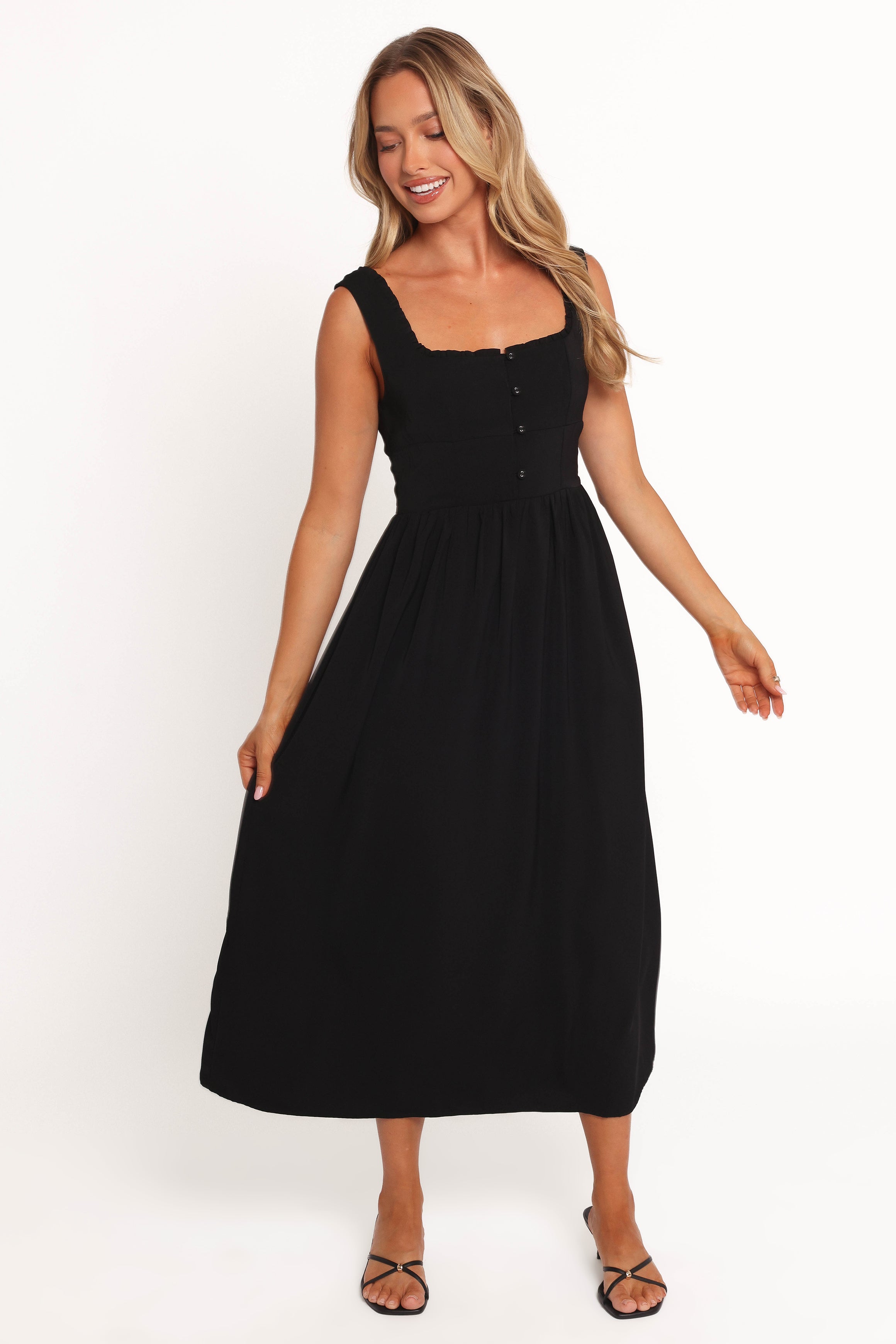 Melrose Midi Dress - Black-Ladys Street