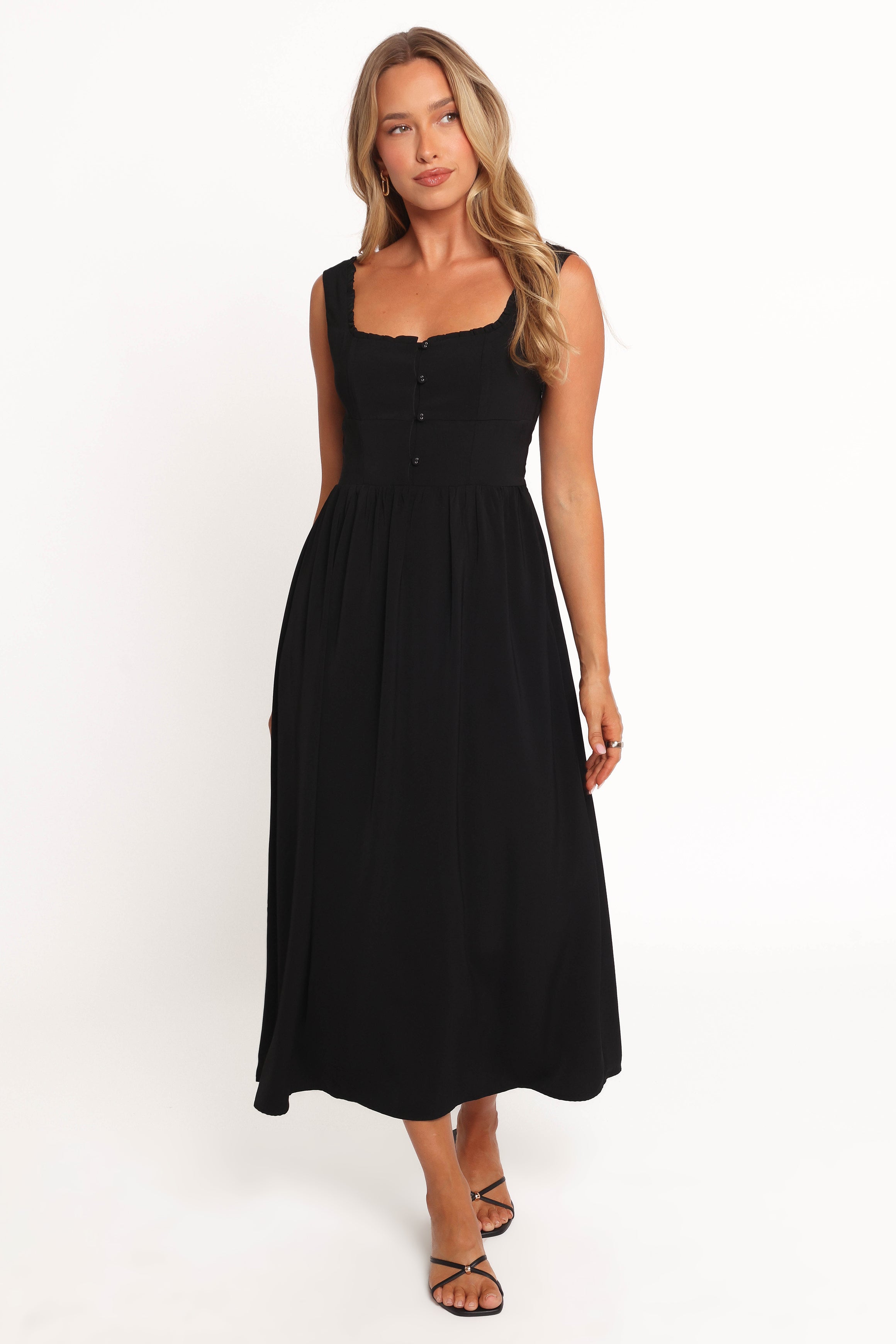 Melrose Midi Dress - Black-Ladys Street