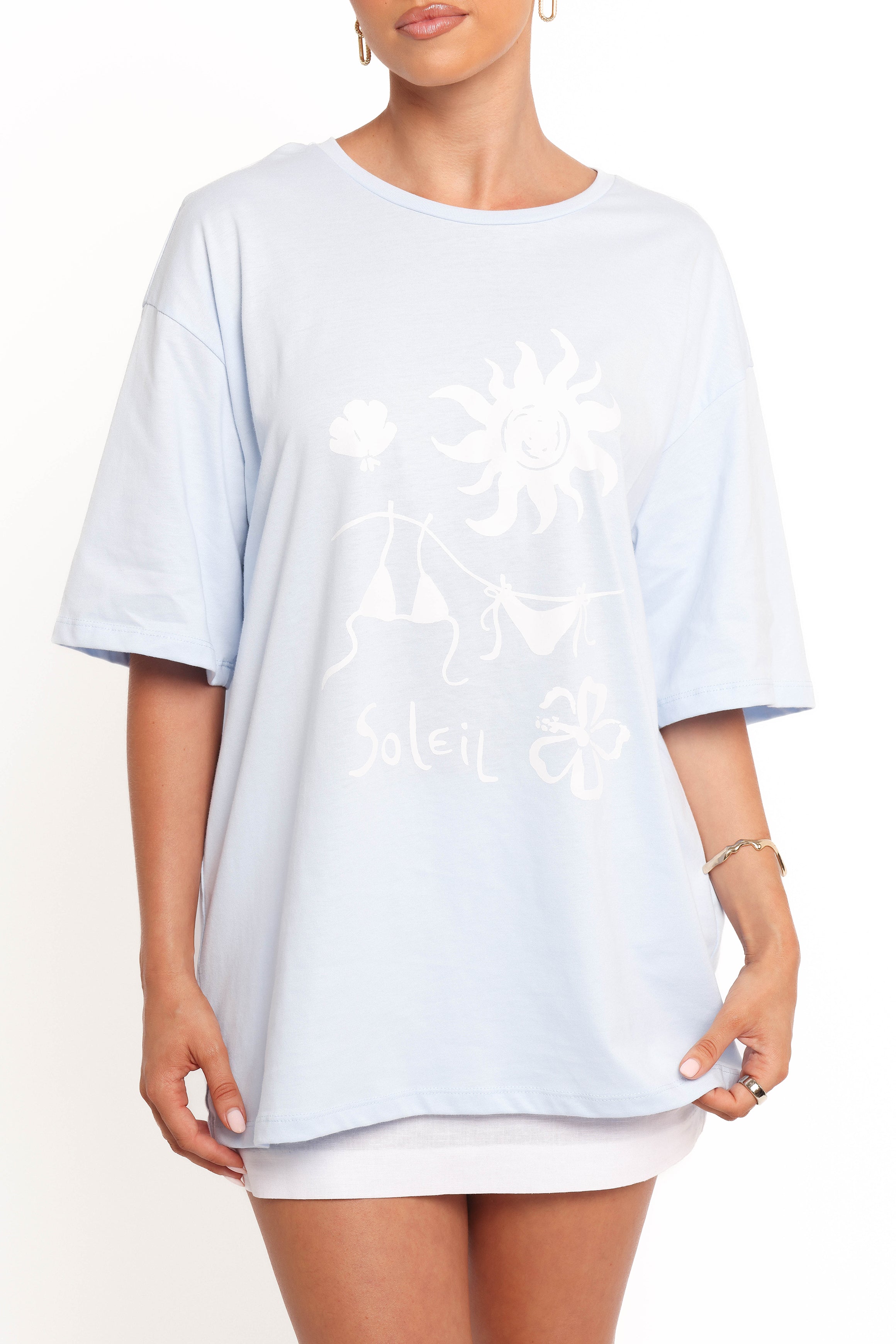 Mia Graphic Tee - Blue Soleil-Ladys Street