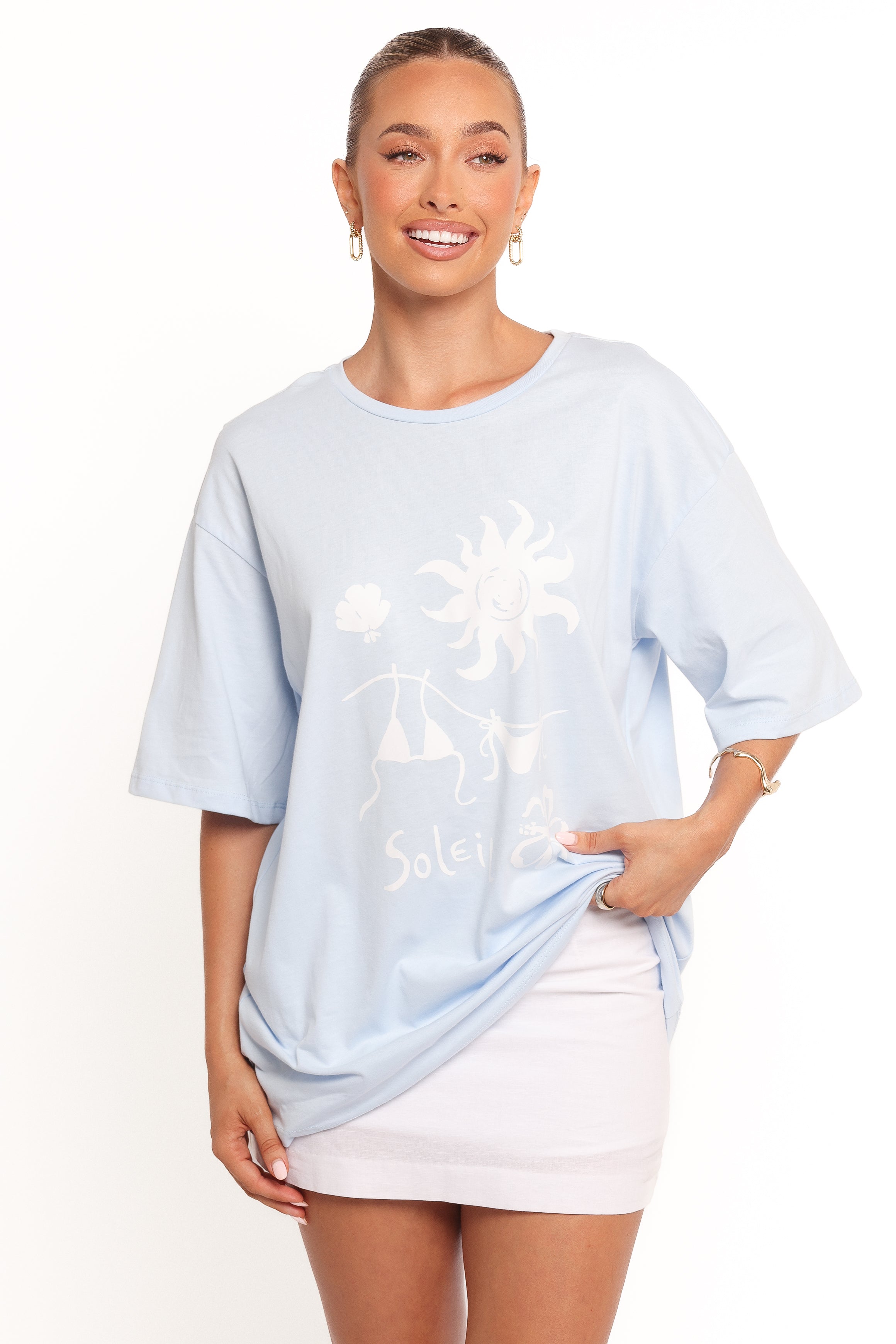 Mia Graphic Tee - Blue Soleil-Ladys Street