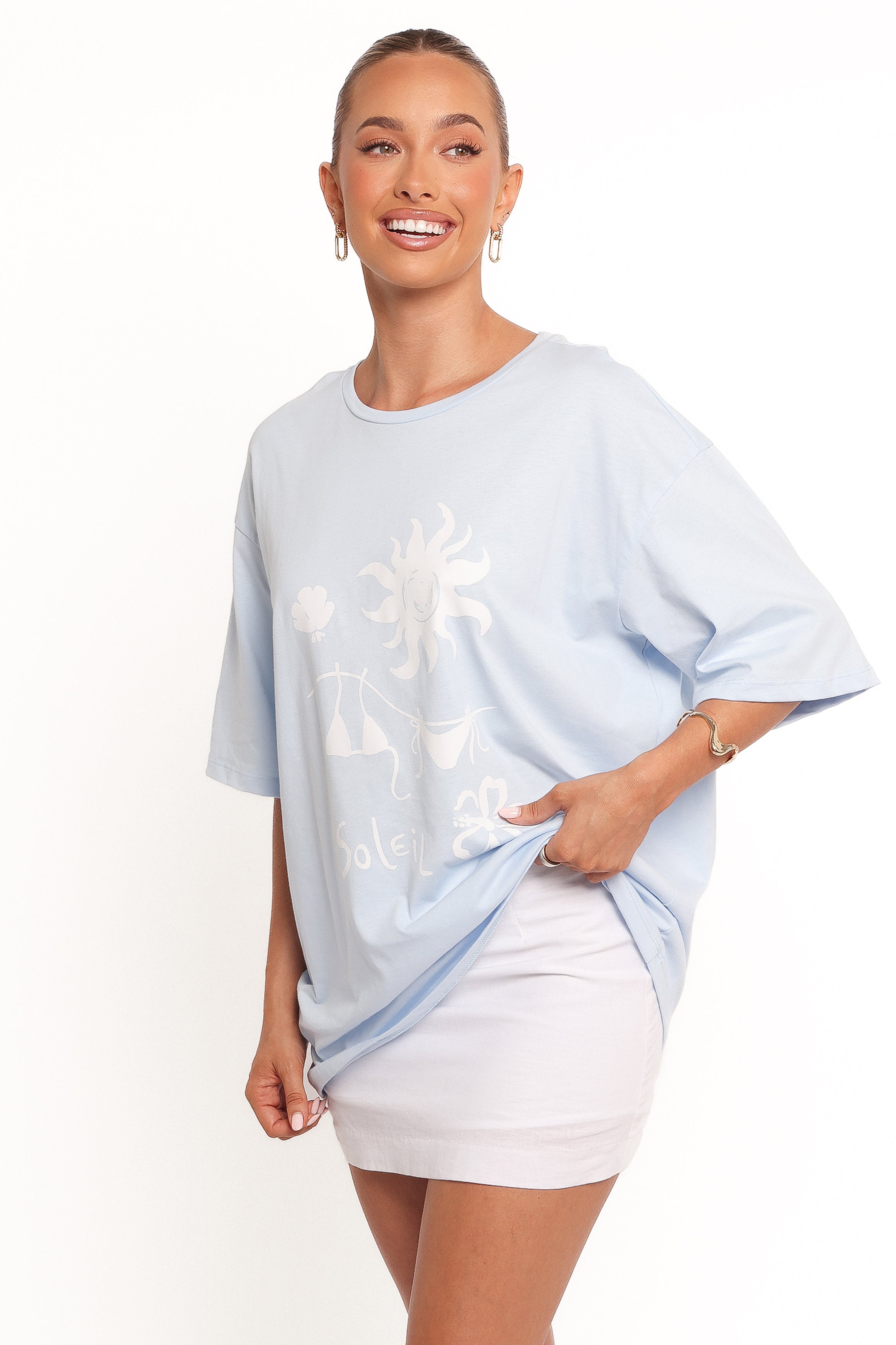 Mia Graphic Tee - Blue Soleil-Ladys Street