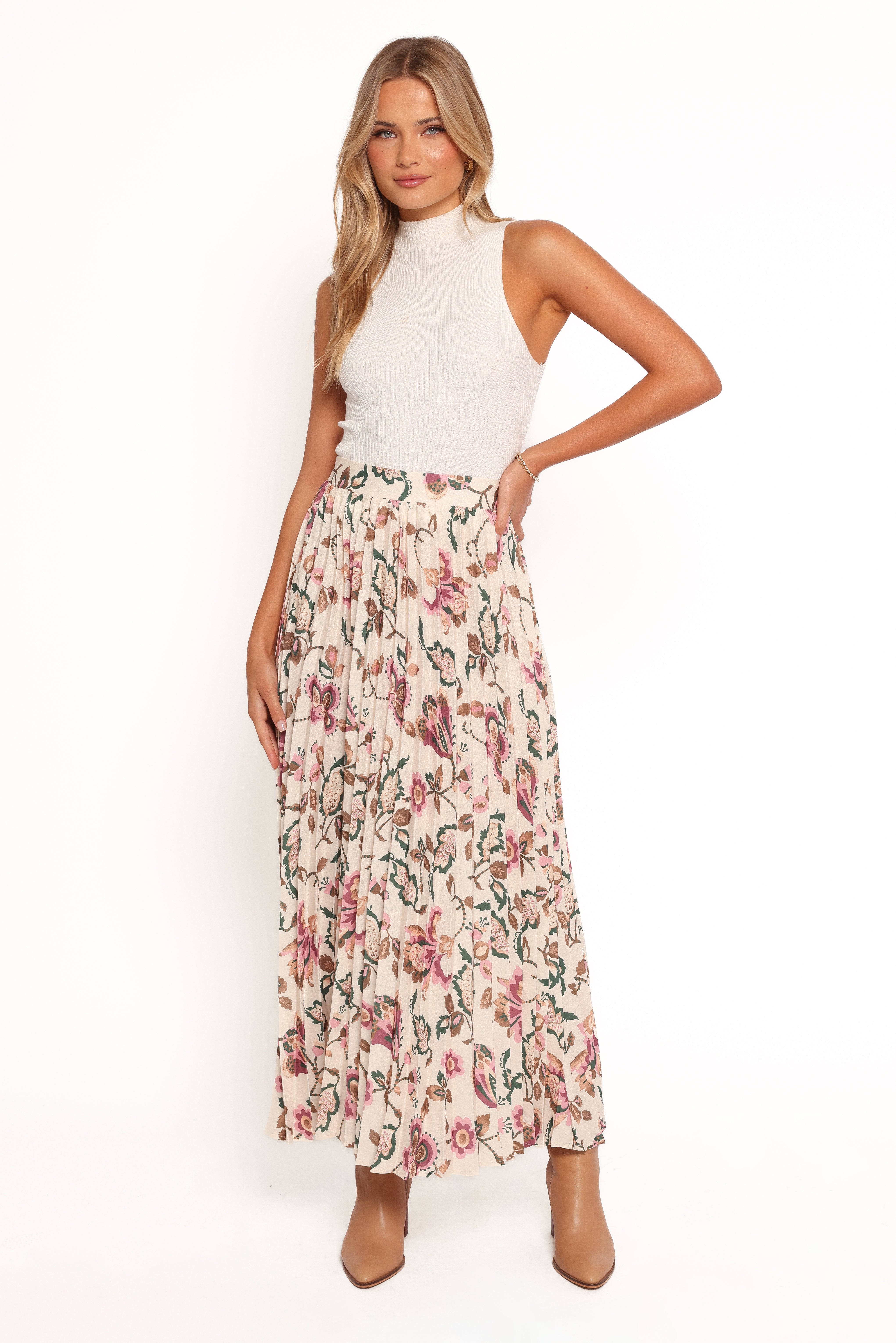 Michael Pleated Midi Skirt - Paisley Floral-Ladys Street