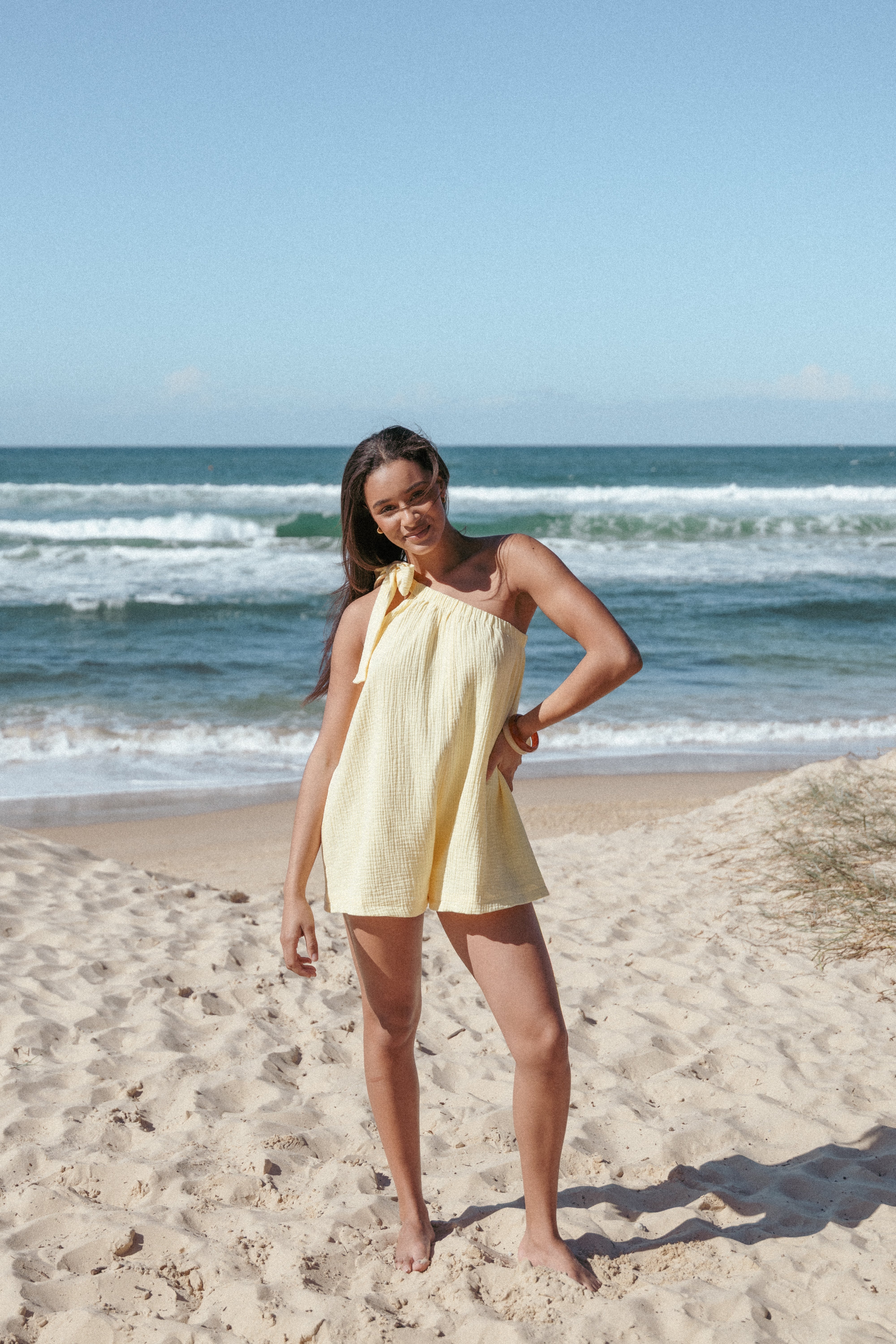 Miffy One Shoulder Romper - Yellow-Ladys Street