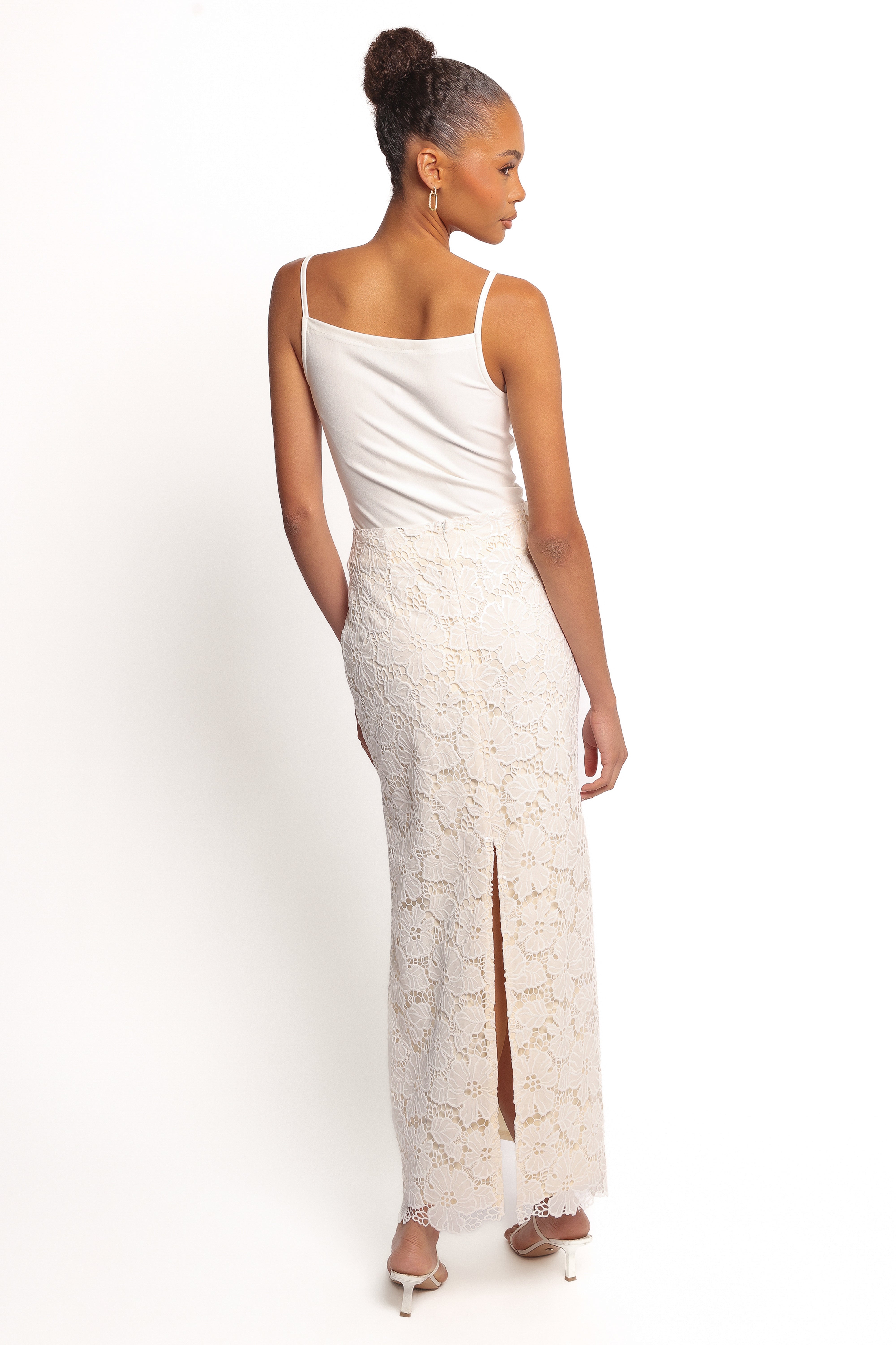 Mika Floral Lace Maxi Skirt - White-Ladys Street