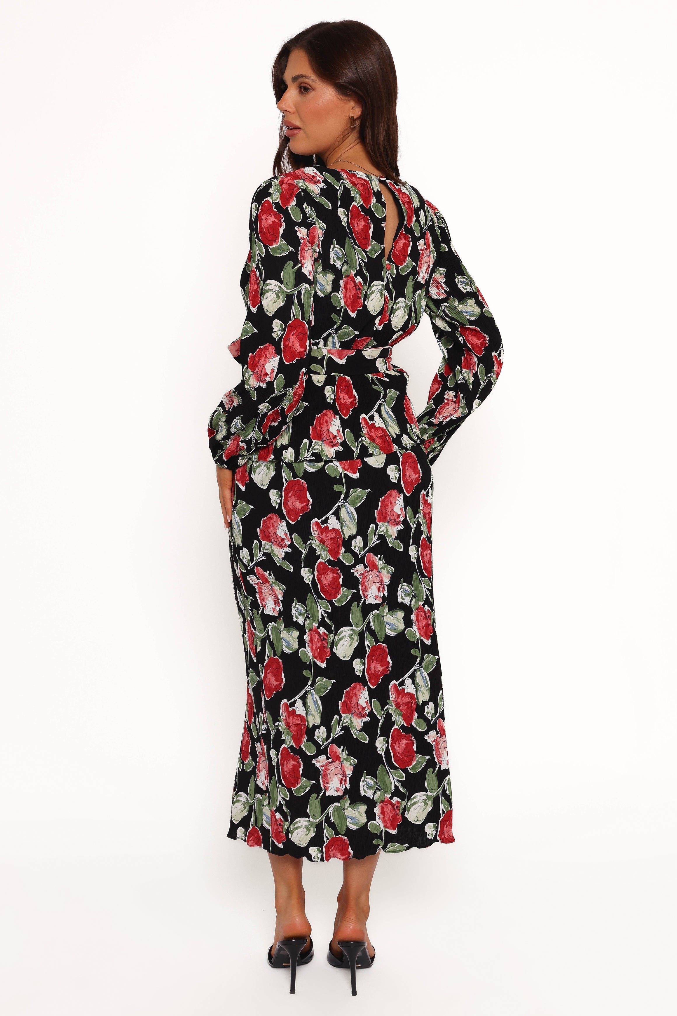 Minelli Pleat Midi Skirt - Black Rose-Ladys Street